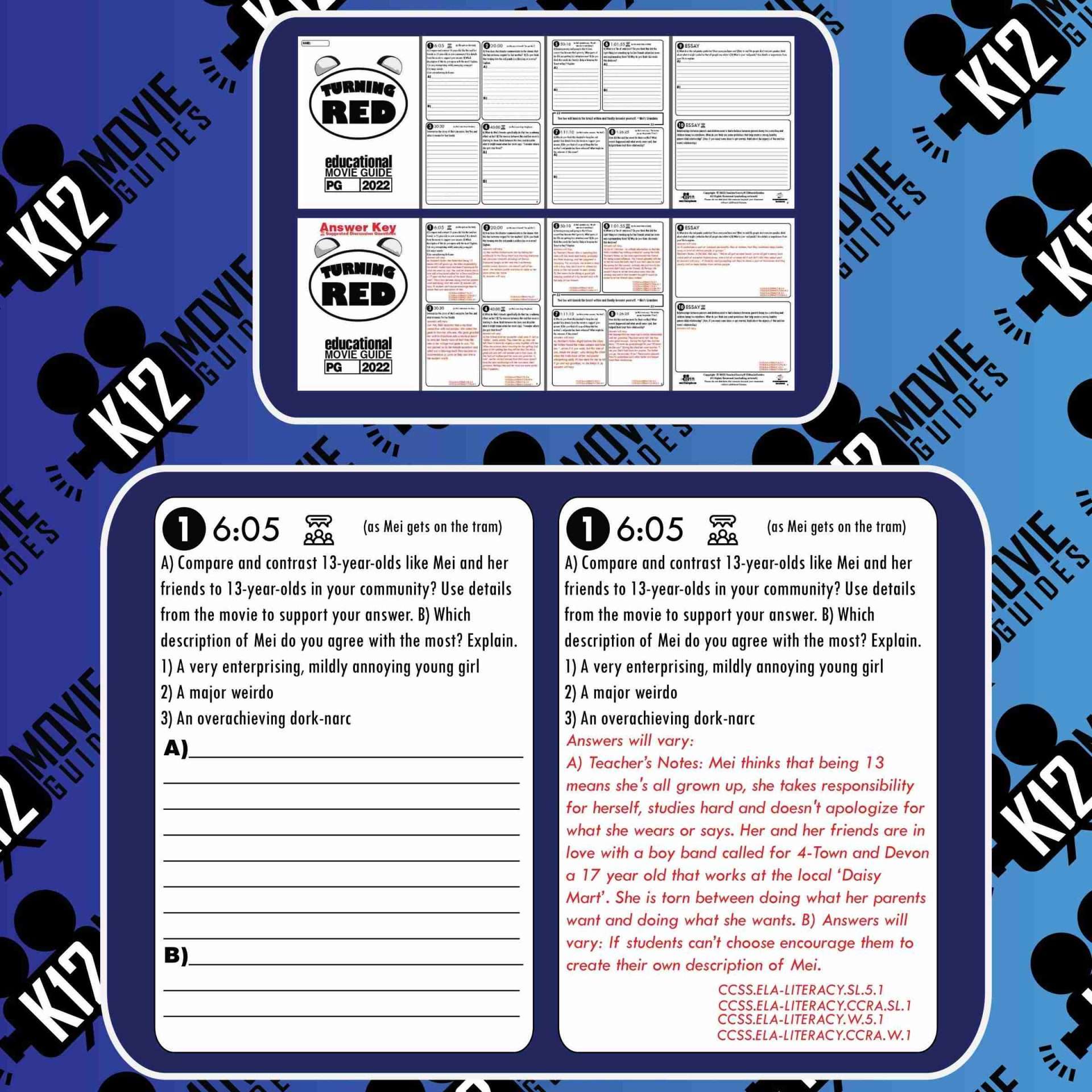 Turning Red Movie Guide | Worksheet | Questions | Google Slides (PG - 2022) Sample