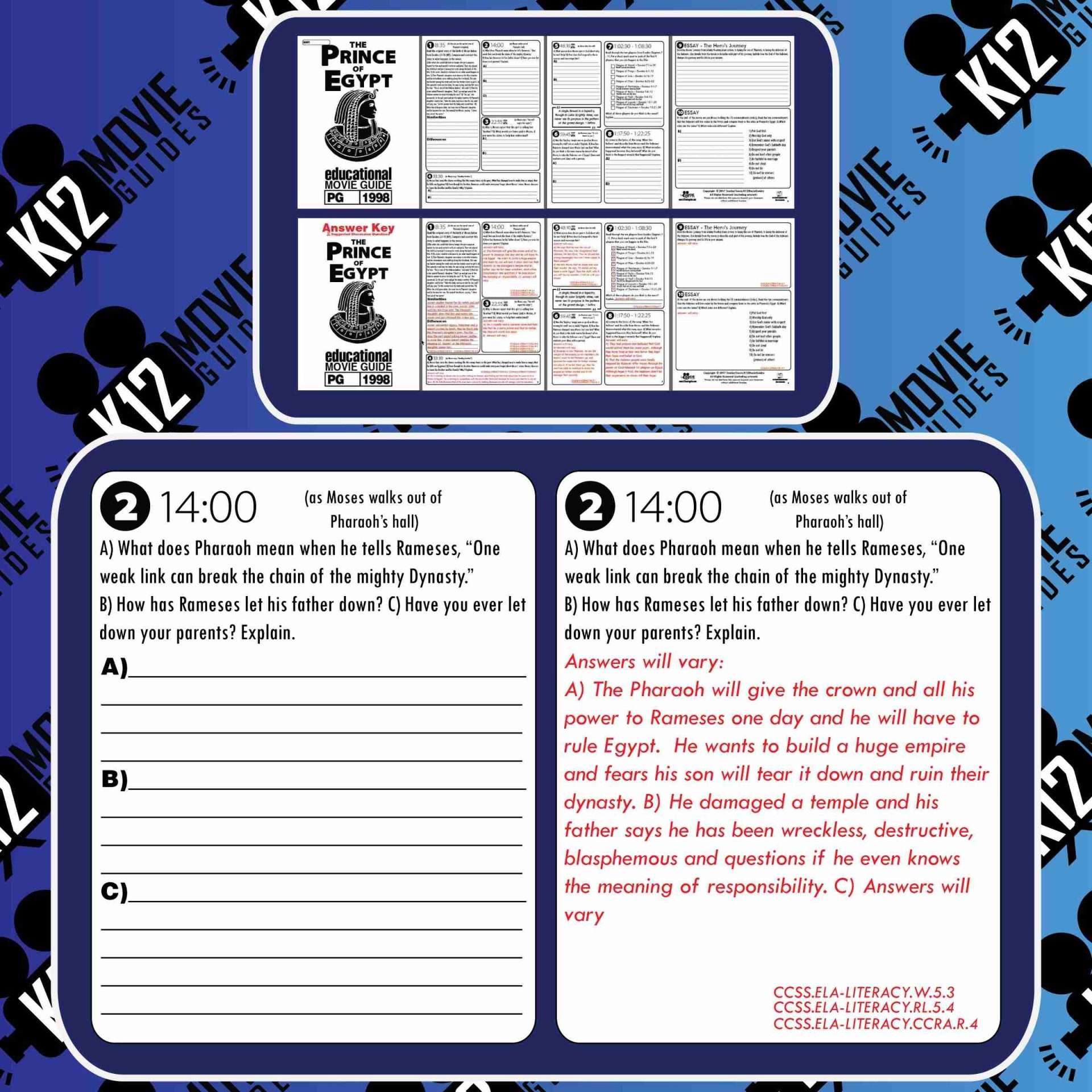 The Prince of Egypt Movie Guide | Questions | Worksheet (PG - 1998) Free Questions