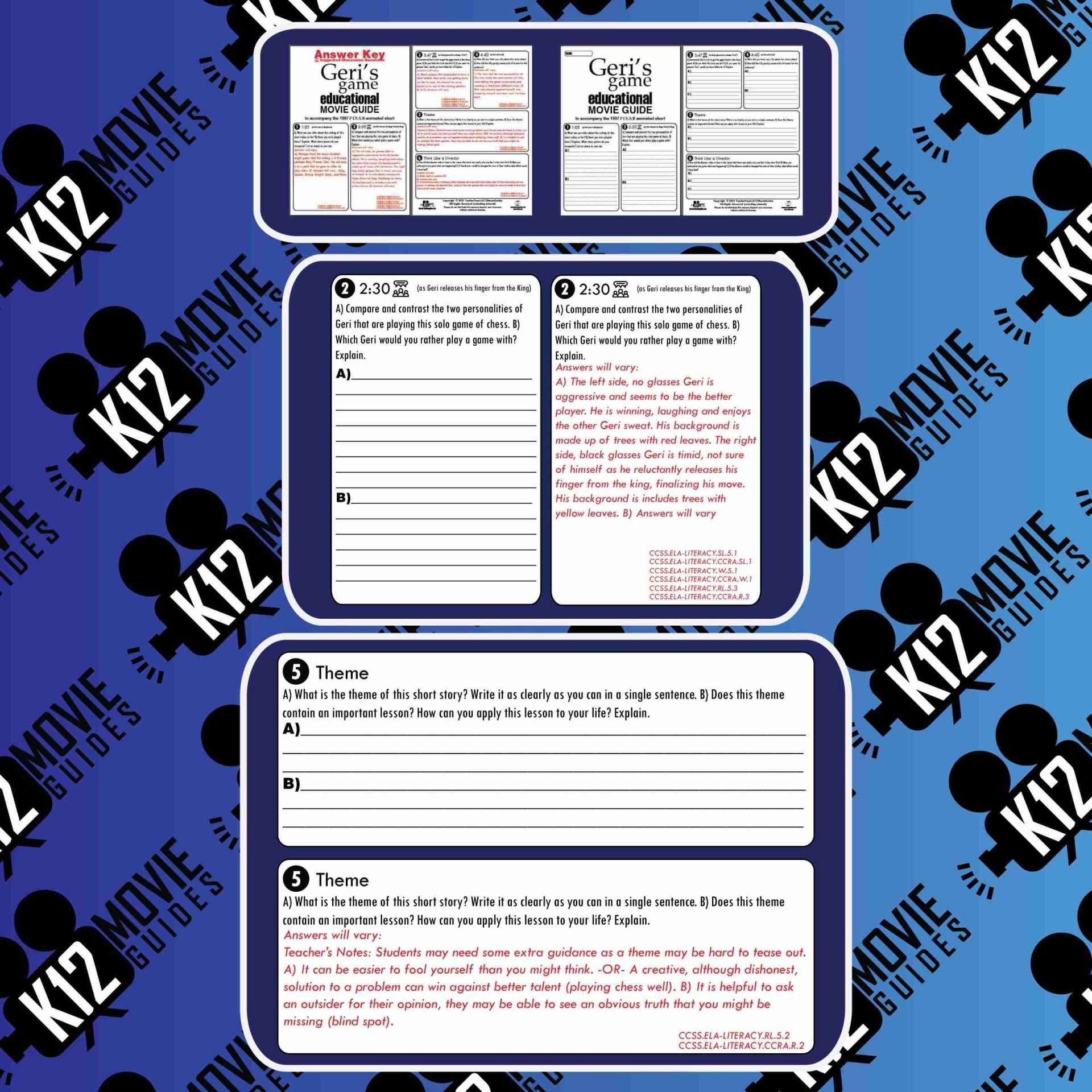 Geri's Game (1997) - Pixar Short Video Guide | Questions | Worksheet | Google | Free Sample