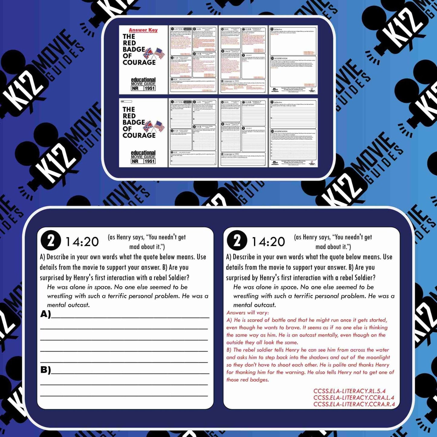 The Red Badge of Courage Movie Guide | Worksheet | Questions (NR - 1951) Sample