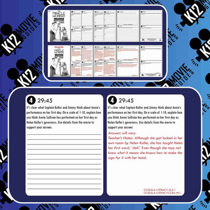 The Miracle Worker Movie Guide (Helen Keller Story) Worksheet (NR - 1962) Free Sample