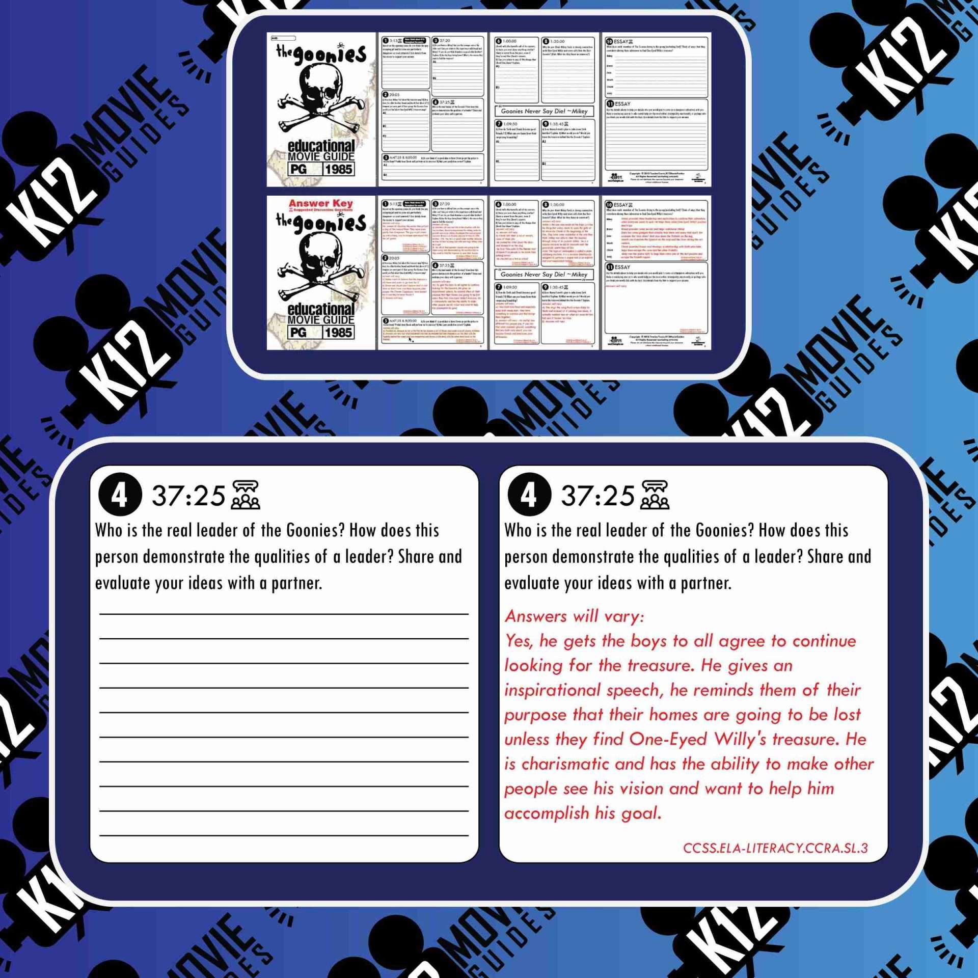 The Goonies Movie Guide | Questions | Worksheet (PG - 1985) Free Sample