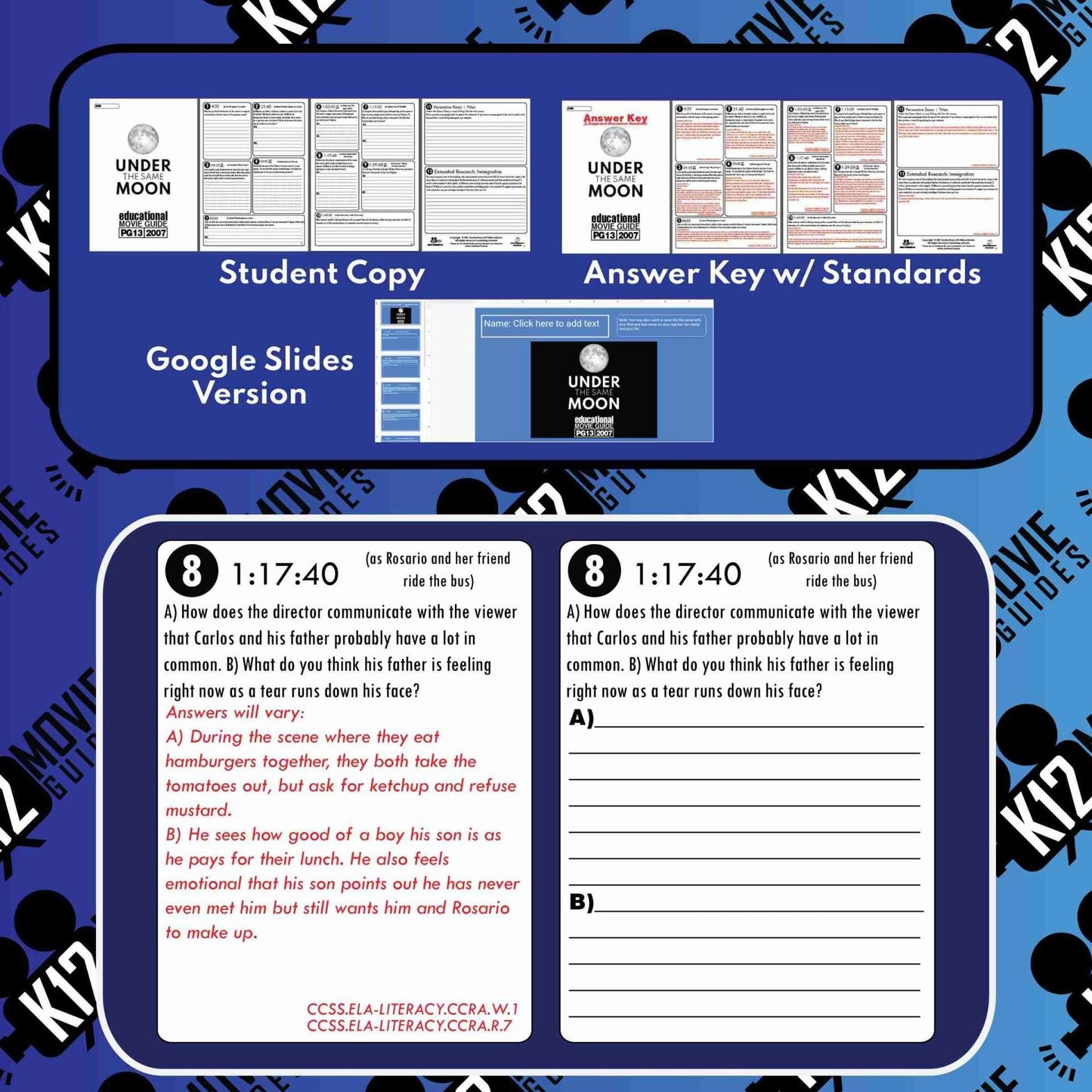 Under the Same Moon Movie Guide | Worksheet | Questions (PG13 - 2007) Sample