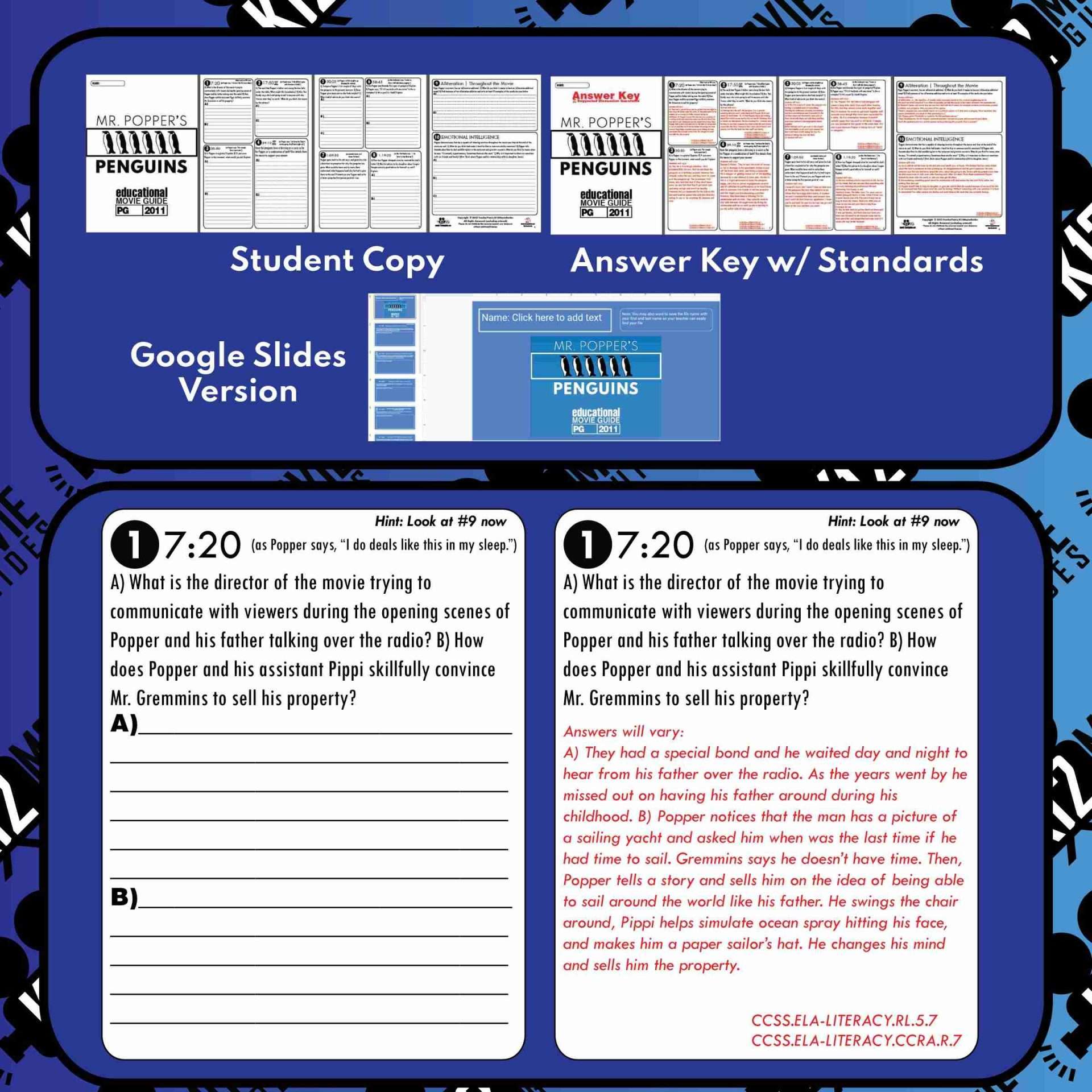 Mr. Popper's Penguins Movie Guide | Worksheet | Questions (PG - 2011) Sample