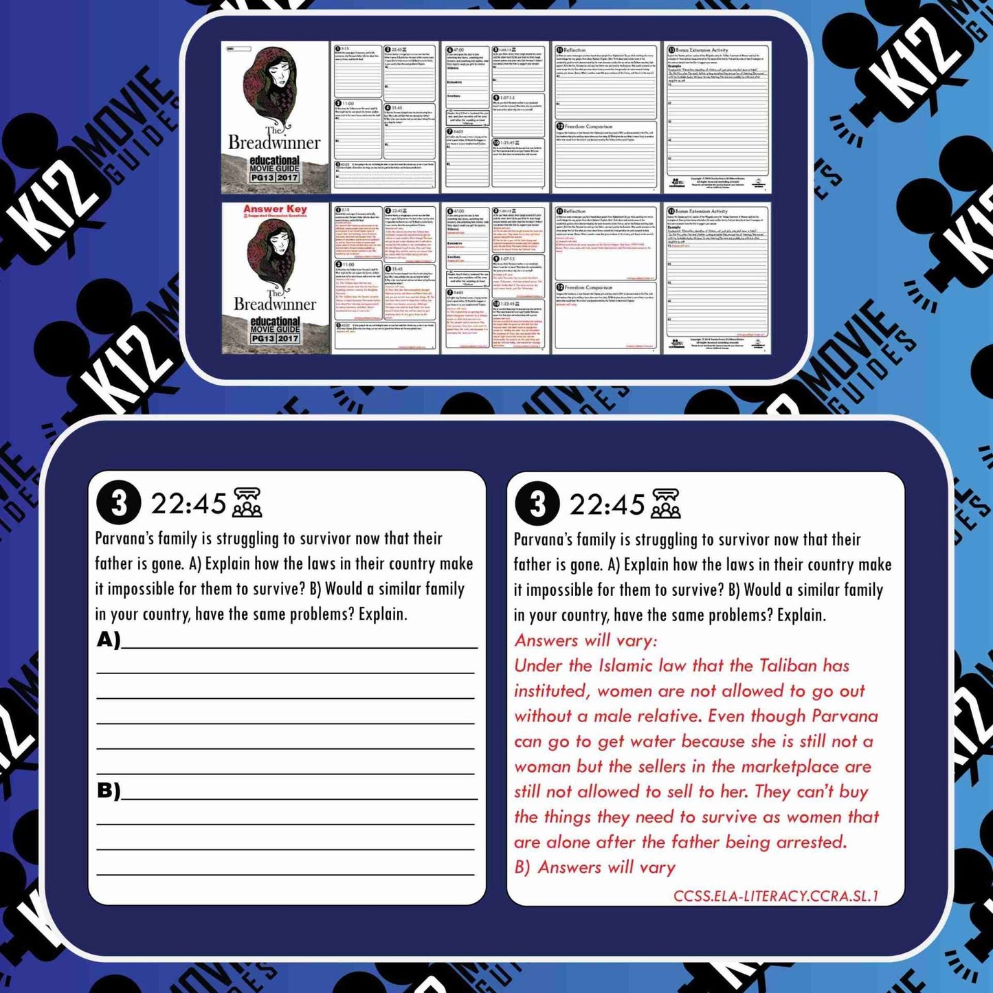 The Breadwinner Movie Guide | Questions | Worksheet (PG13 - 2017) Free Sample