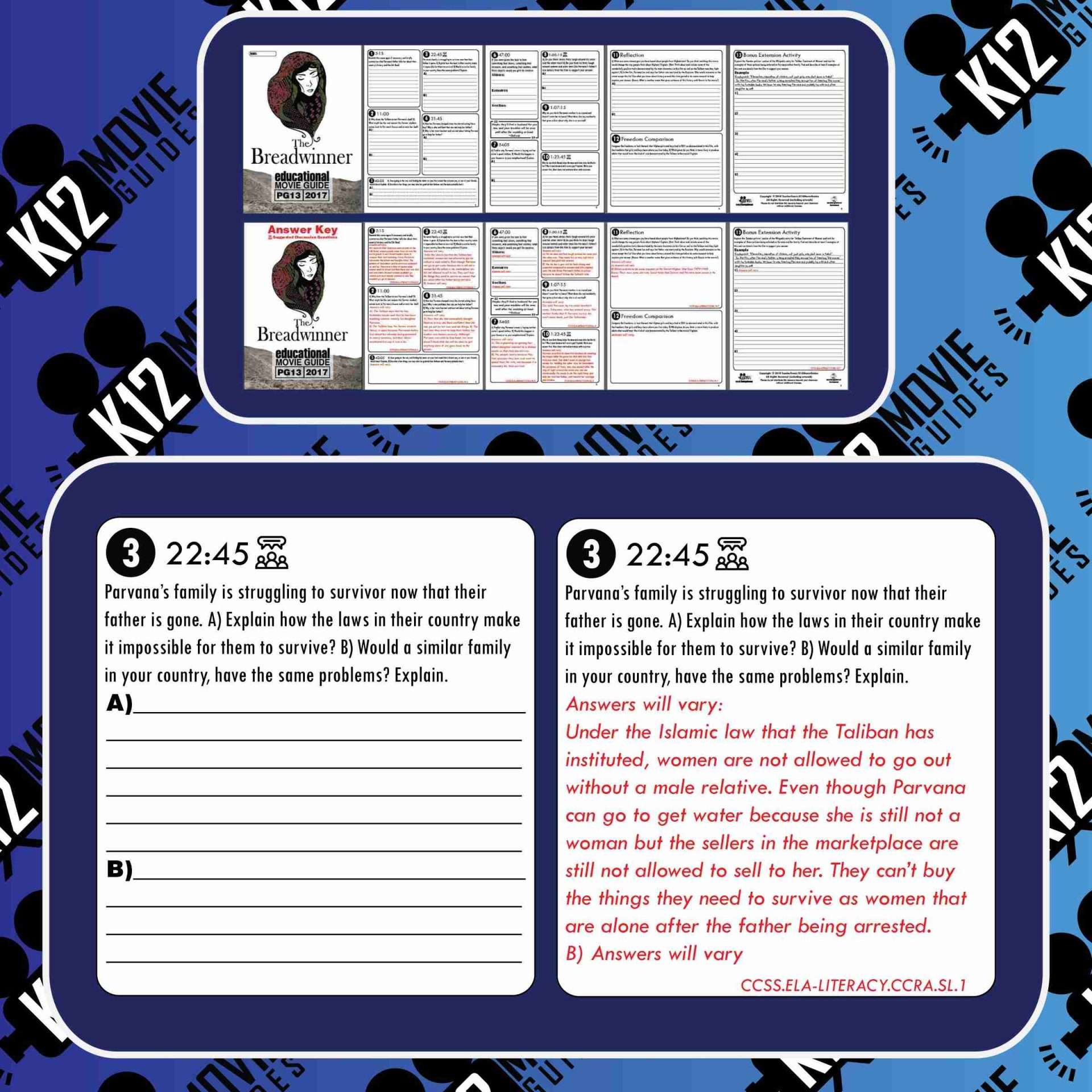 The Breadwinner Movie Guide | Questions | Worksheet (PG13 - 2017) Free Sample