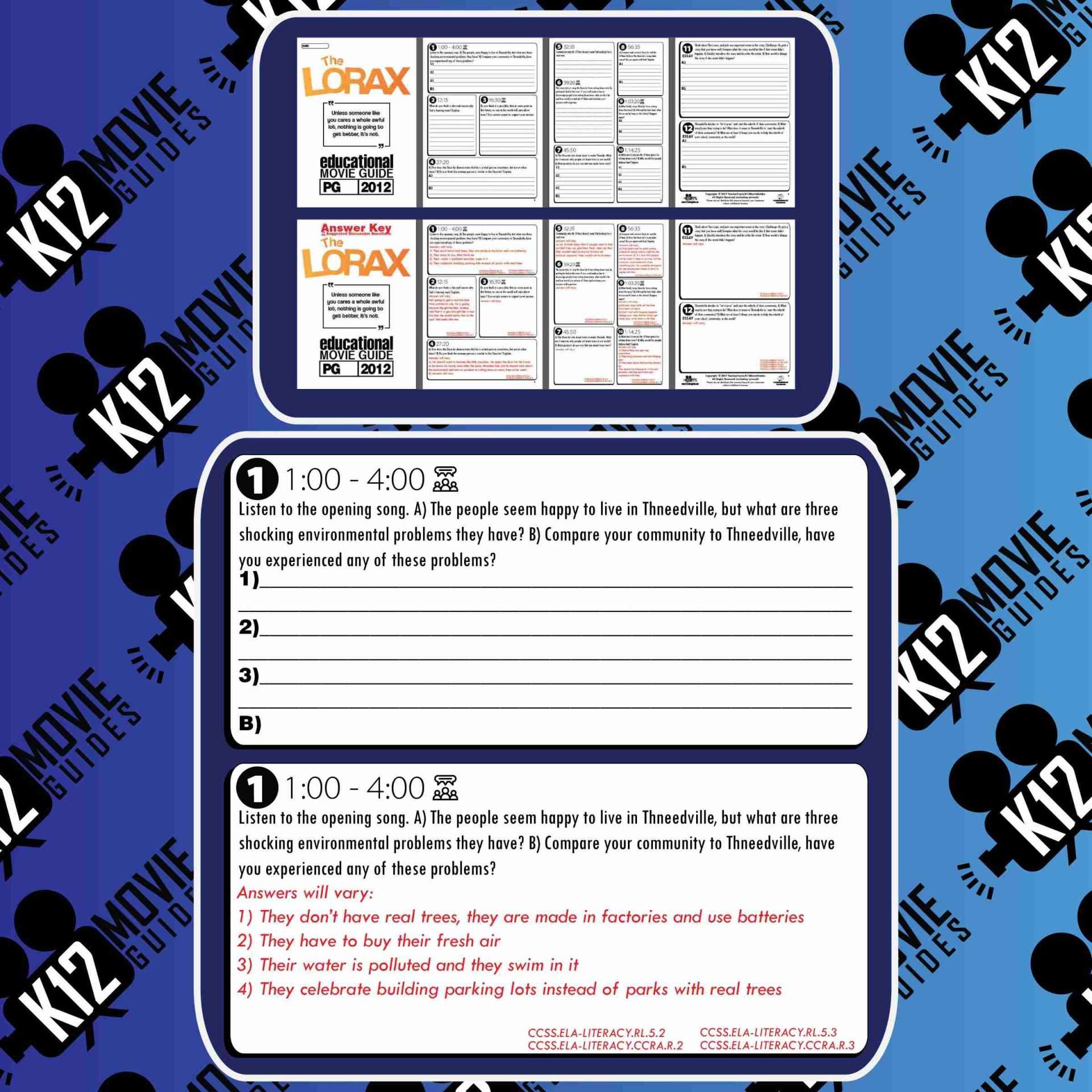 The Lorax Movie Guide | Questions | Worksheet | Google Formats (PG - 2012) Sample