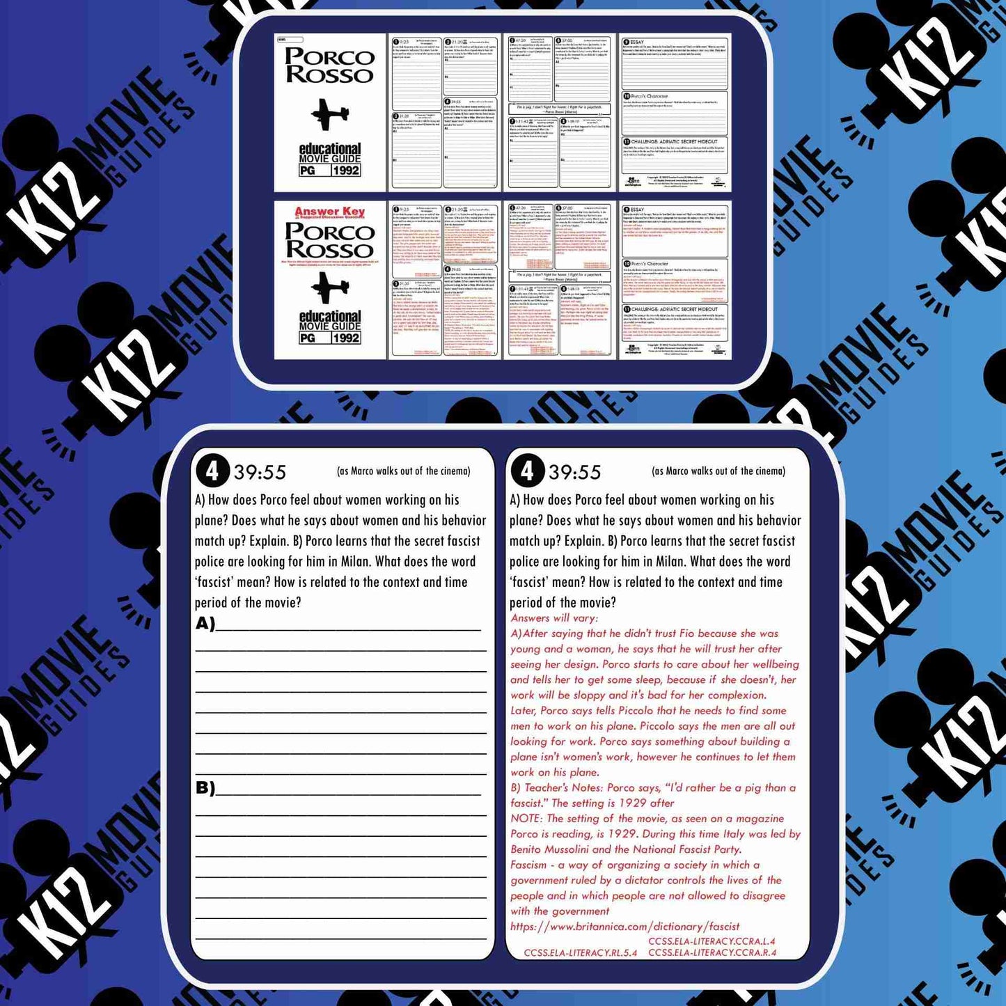 Porco Rosso Movie Guide | Worksheet | Questions | Google Slides (PG - 1992) Sample