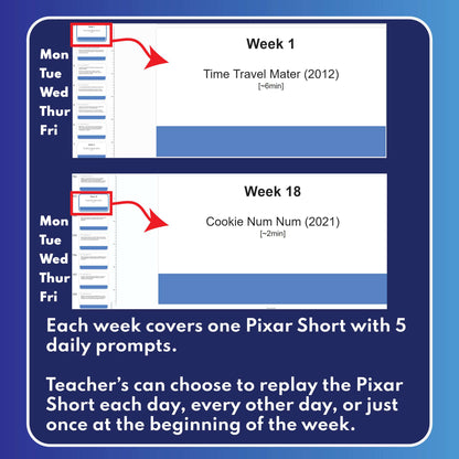 Pixar Short Daily Journal Prompts (18 Weeks) Sample