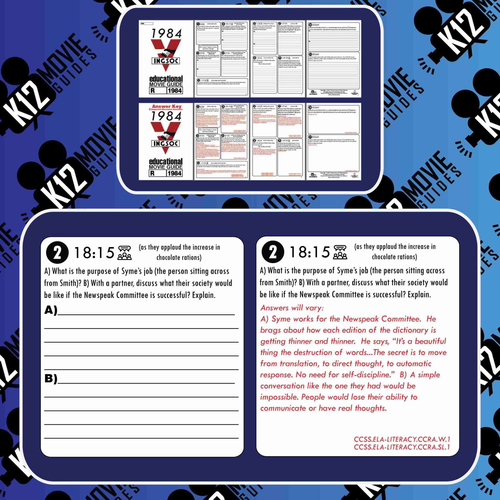 1984 Movie Viewing Guide | Questions | Worksheet | Google Form (R - 1984) Free Sample