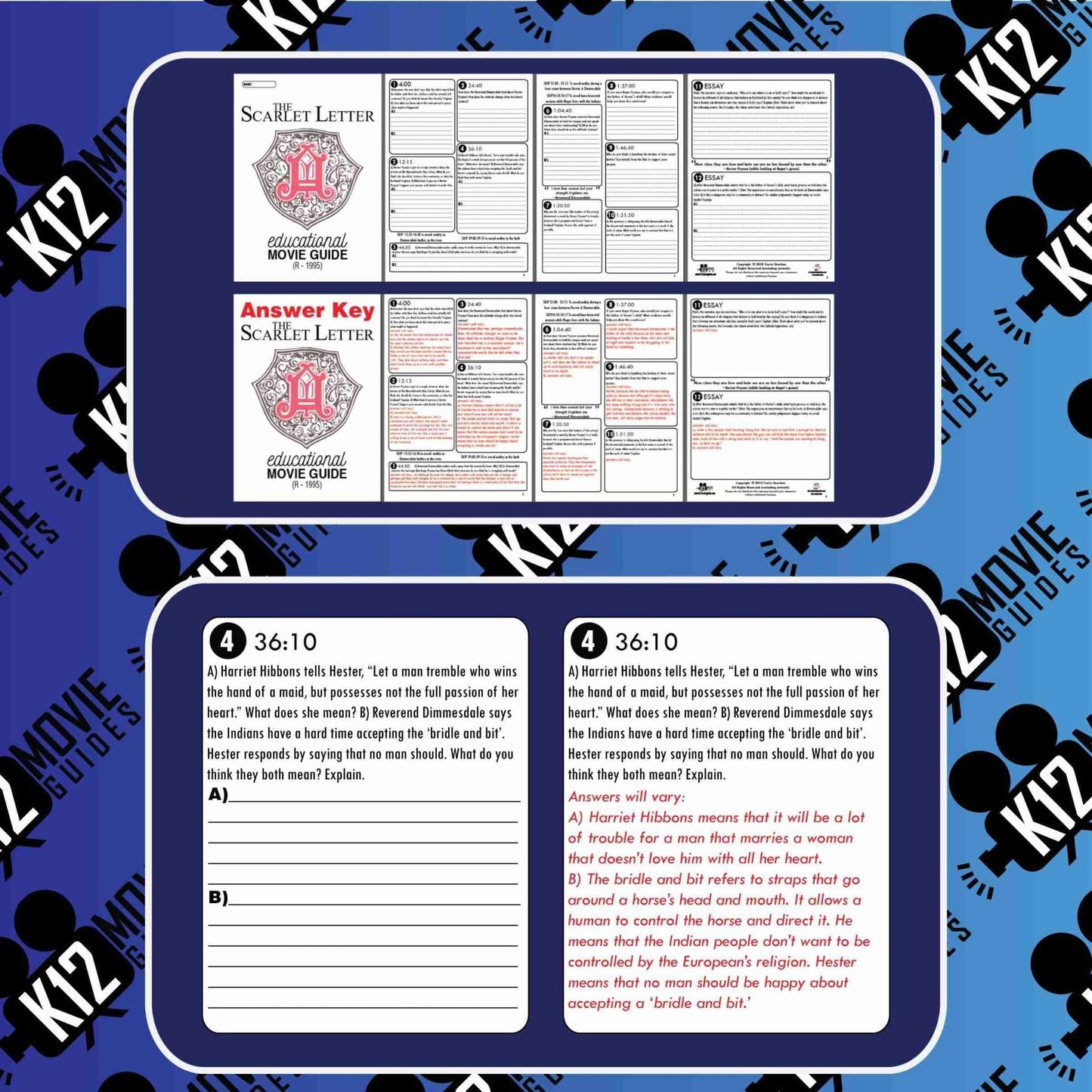 The Scarlet Letter Movie Guide | Questions | Worksheet (R - 1995) Sample