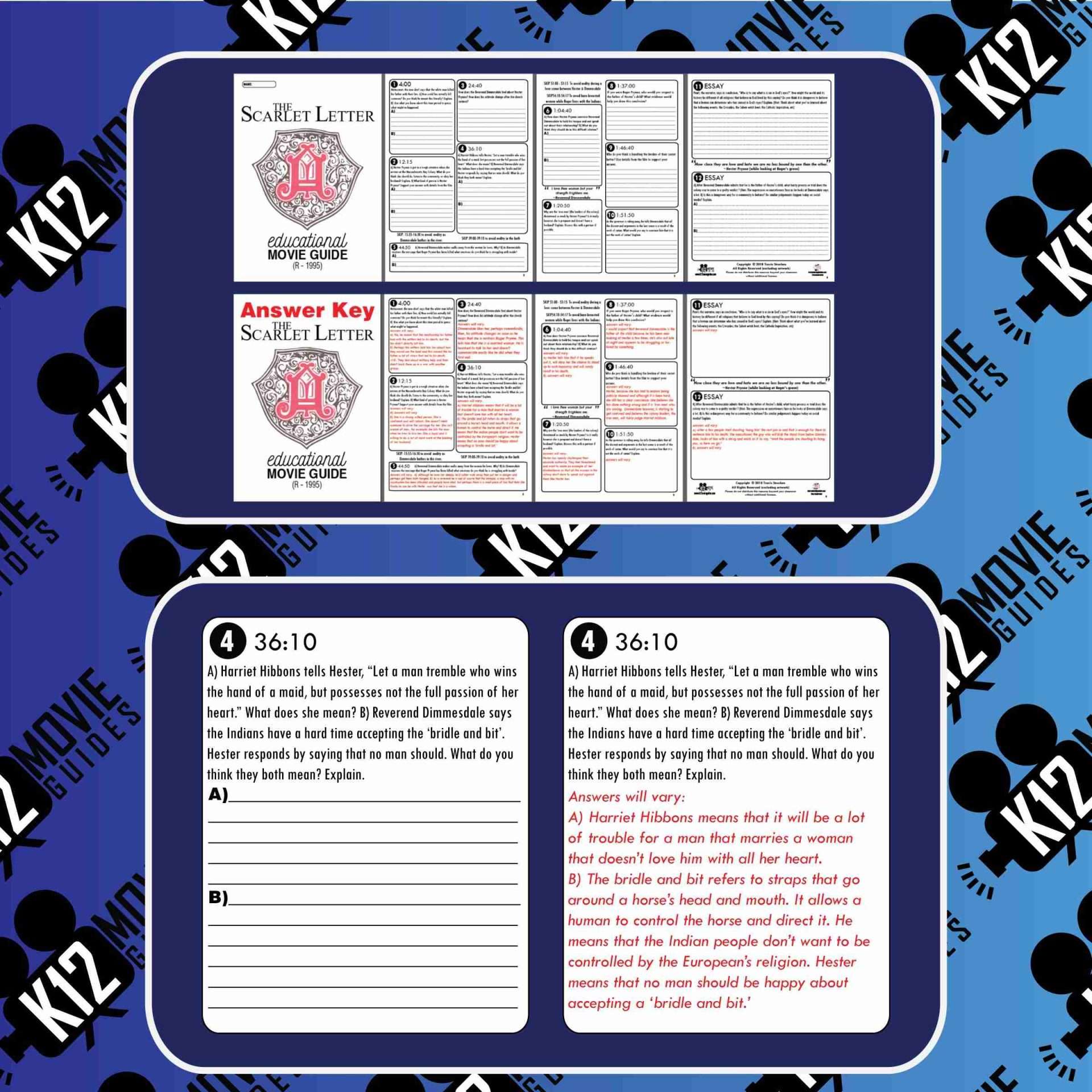 The Scarlet Letter Movie Guide | Questions | Worksheet (R - 1995) Sample