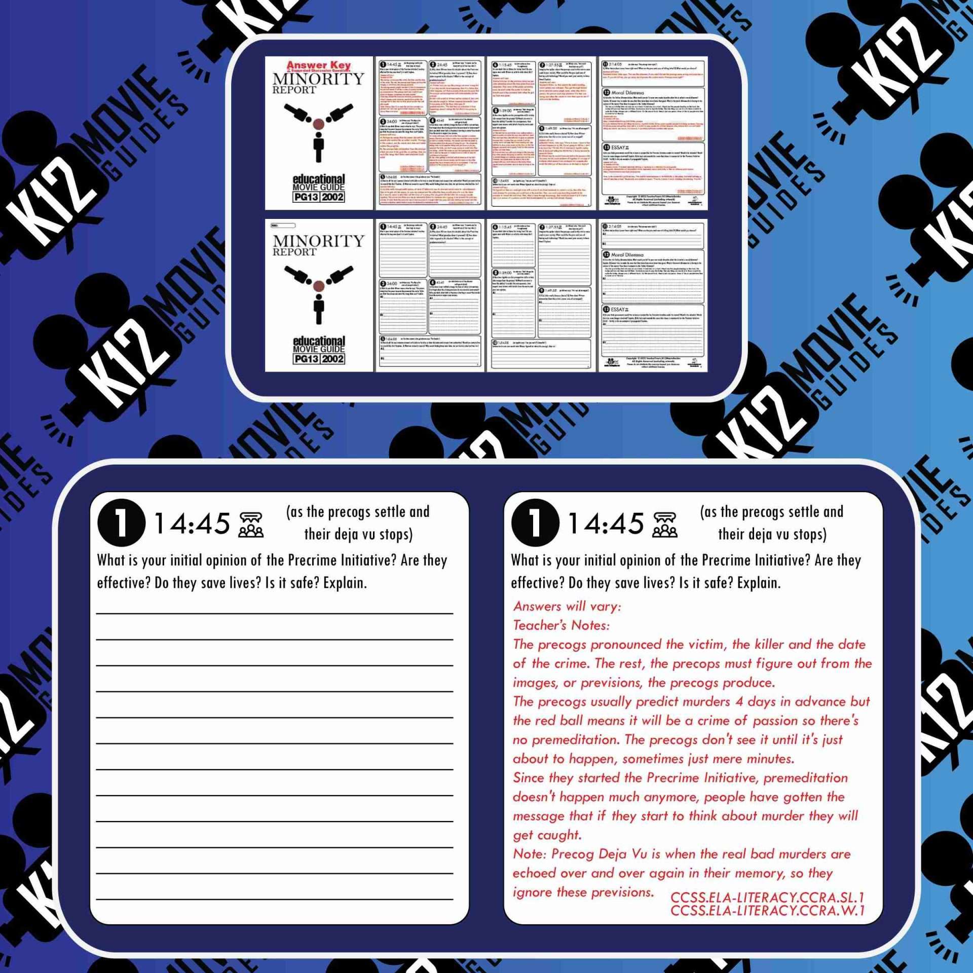 Minority Report Movie Guide | Worksheet | Questions | Google Slides (PG13 - 2002) Sample