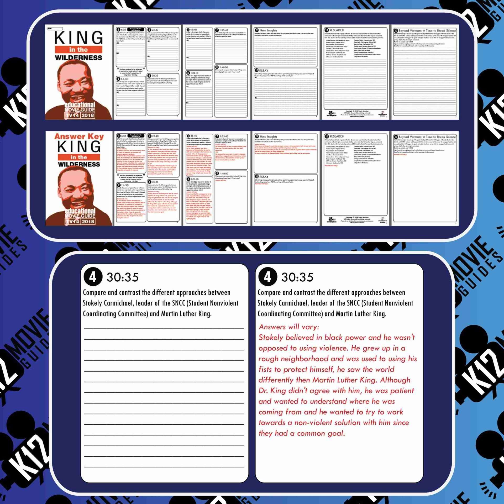 King in the Wilderness Movie Guide | Questions | Worksheet (TV14 - 2018) Sample
