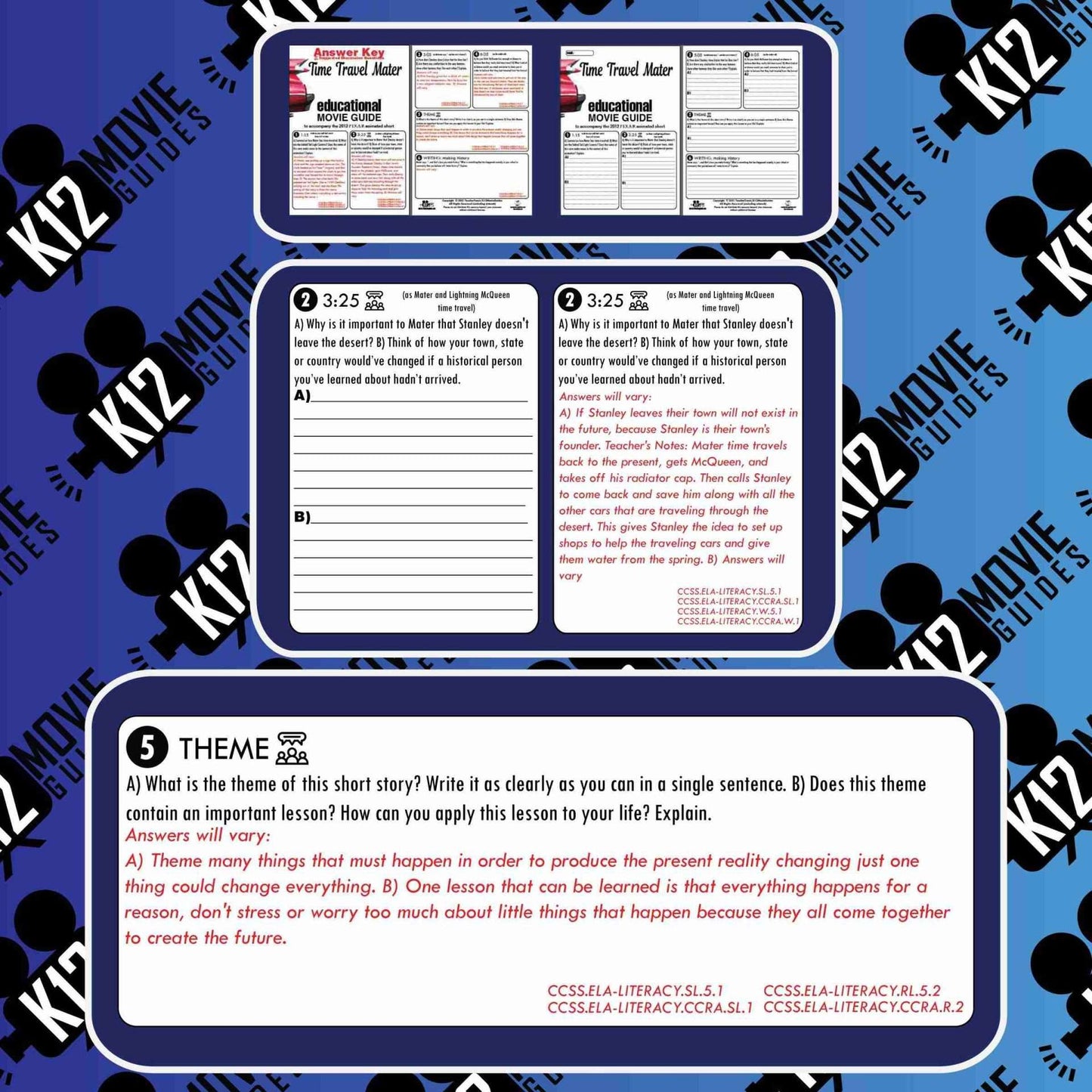 Time Travel Mater Pixar Short Video Guide | Questions | Worksheet (2012) Sample