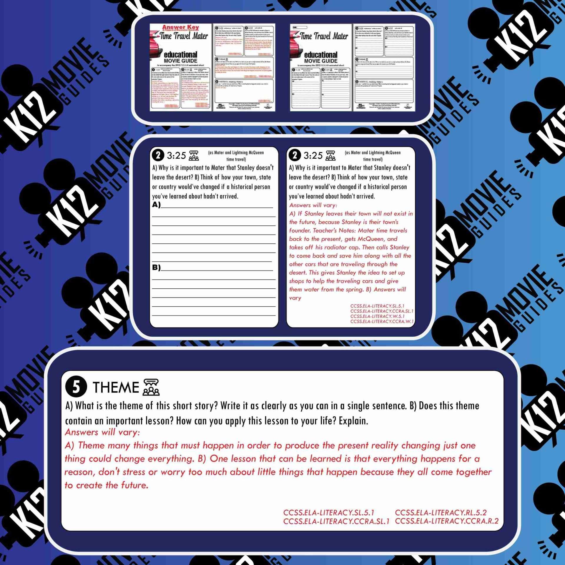 Time Travel Mater Pixar Short Video Guide | Questions | Worksheet (2012) Sample