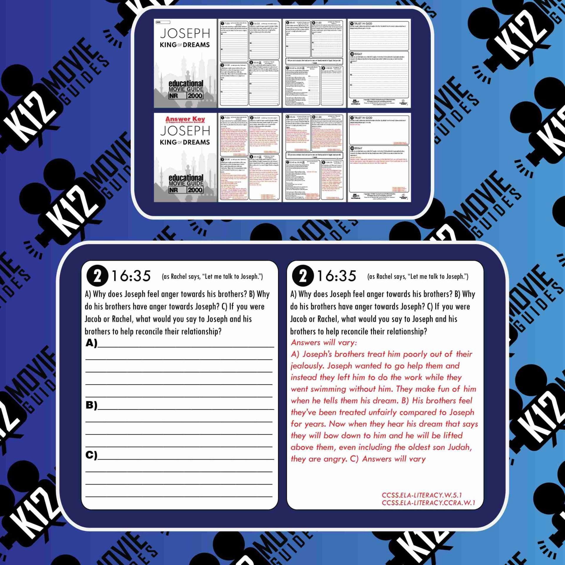 Joseph: King of Dreams Movie Guide | Worksheet | Questions | Google Slides (NR - 2000) Sample