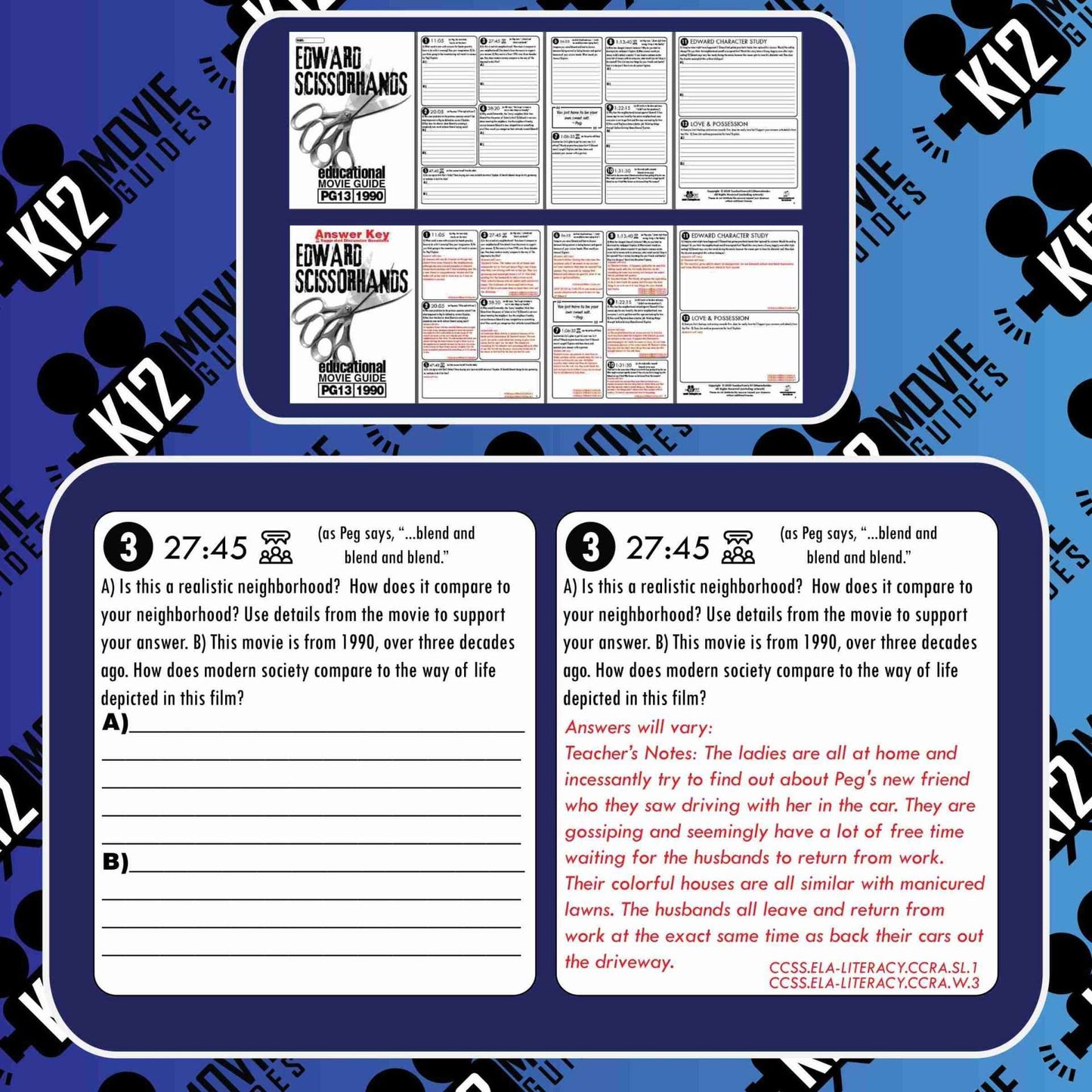 Edward Scissorhands Movie Guide | Questions | Worksheet | Google (PG13 - 1990) Free Sample
