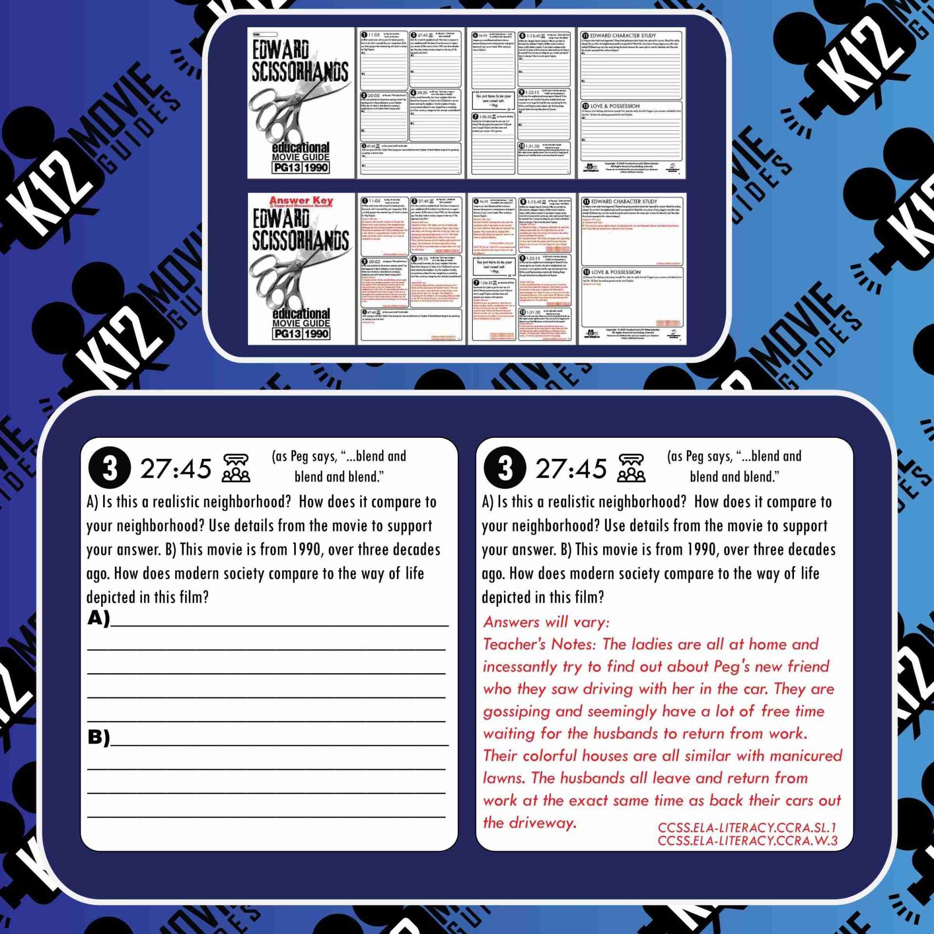 Edward Scissorhands Movie Guide | Questions | Worksheet | Google (PG13 - 1990) Free Sample