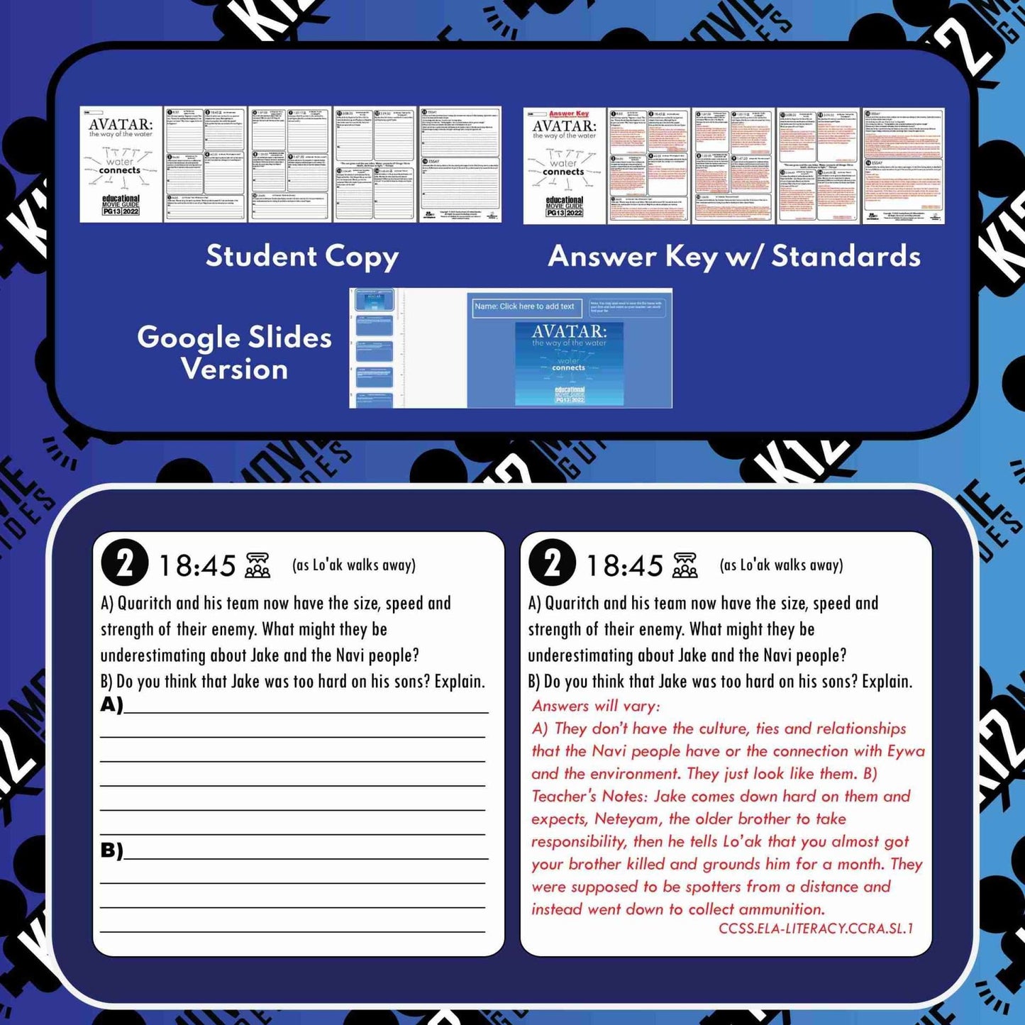 Avatar: The Way of the Water Movie Guide | Worksheet | Questions (PG13 - 2022) Sample