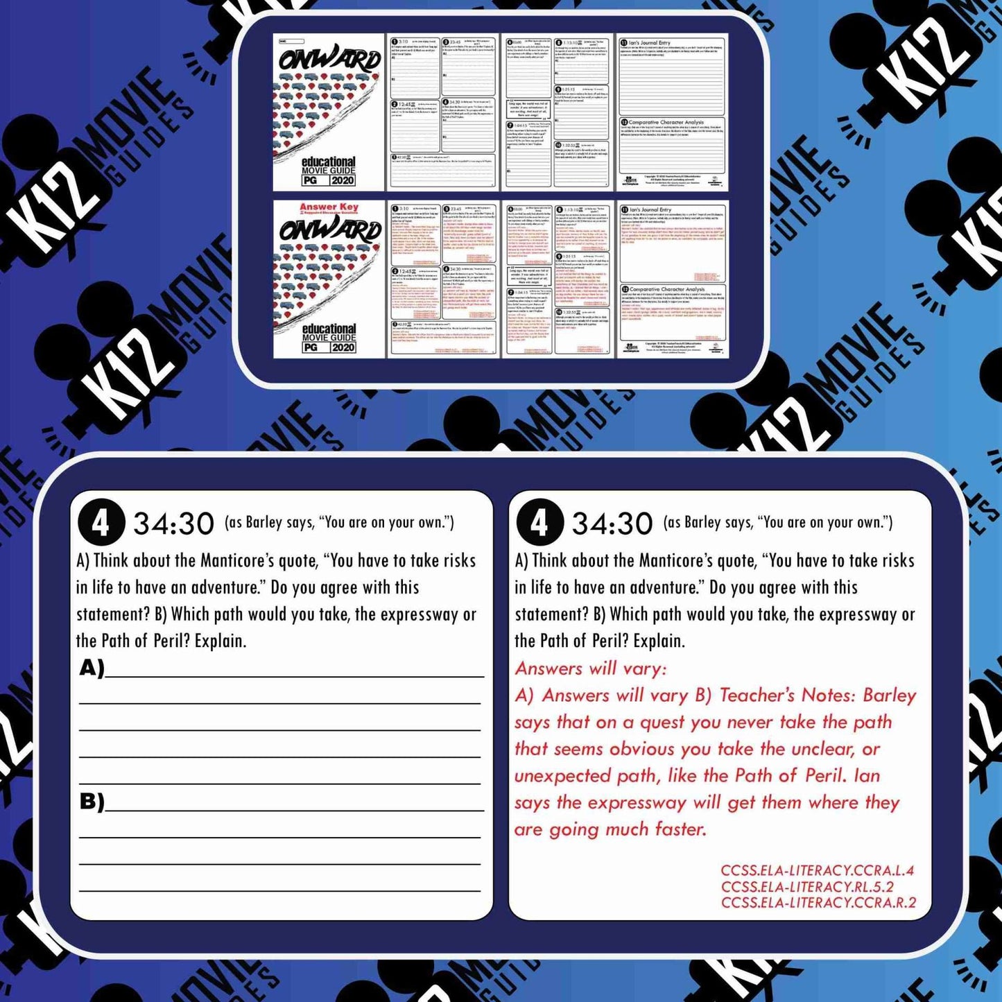 Onward Free Movie Guide | Questions | Worksheet (PG - 2020) Sample