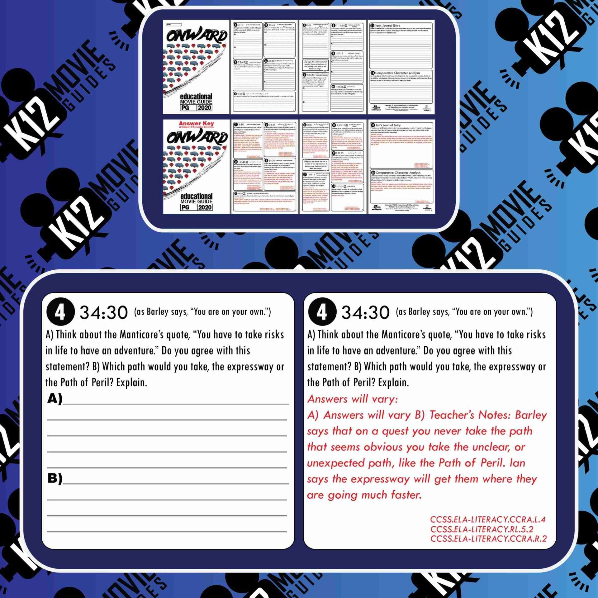 Onward Free Movie Guide | Questions | Worksheet (PG - 2020) Sample