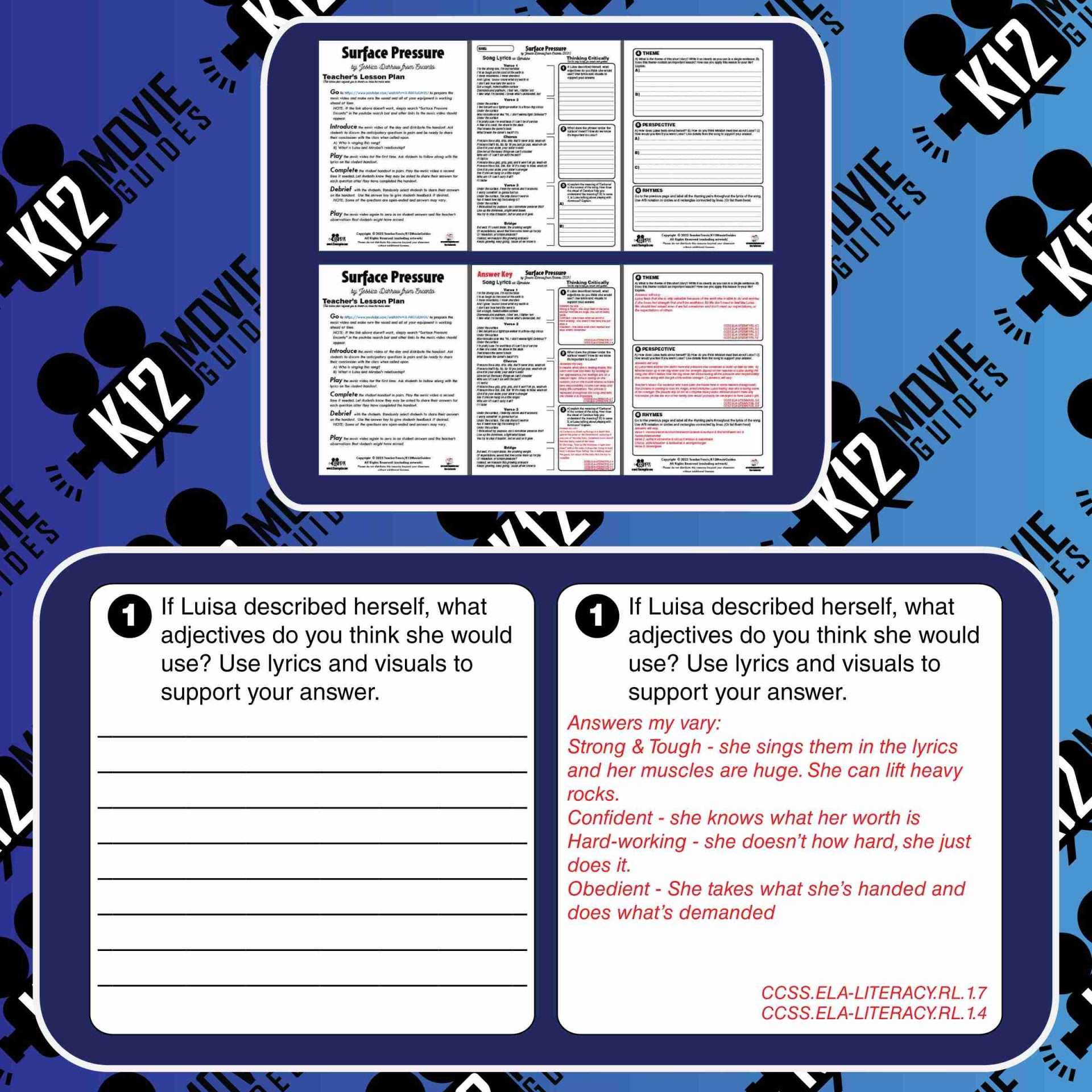 Teach CCSS with Encanto's Song Surface Pressure Sample