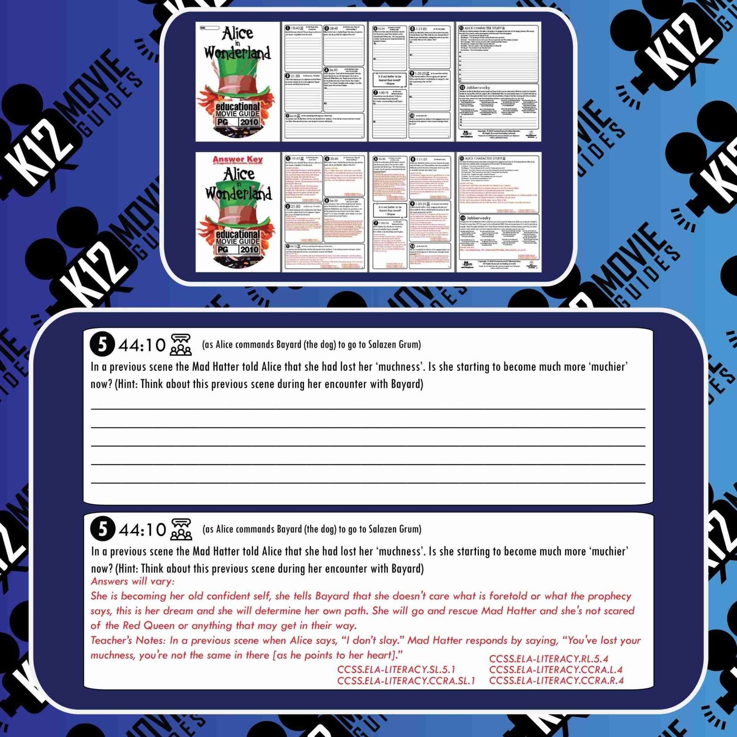 Alice in Wonderland Movie Guide | Questions | Worksheet | Google (PG - 2010) Free Sample