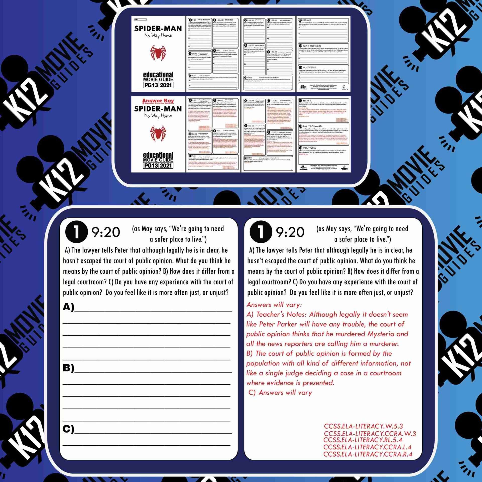 Spider-Man: No Way Home Movie Guide | Worksheet | Questions | (PG13 - 2021) Sample