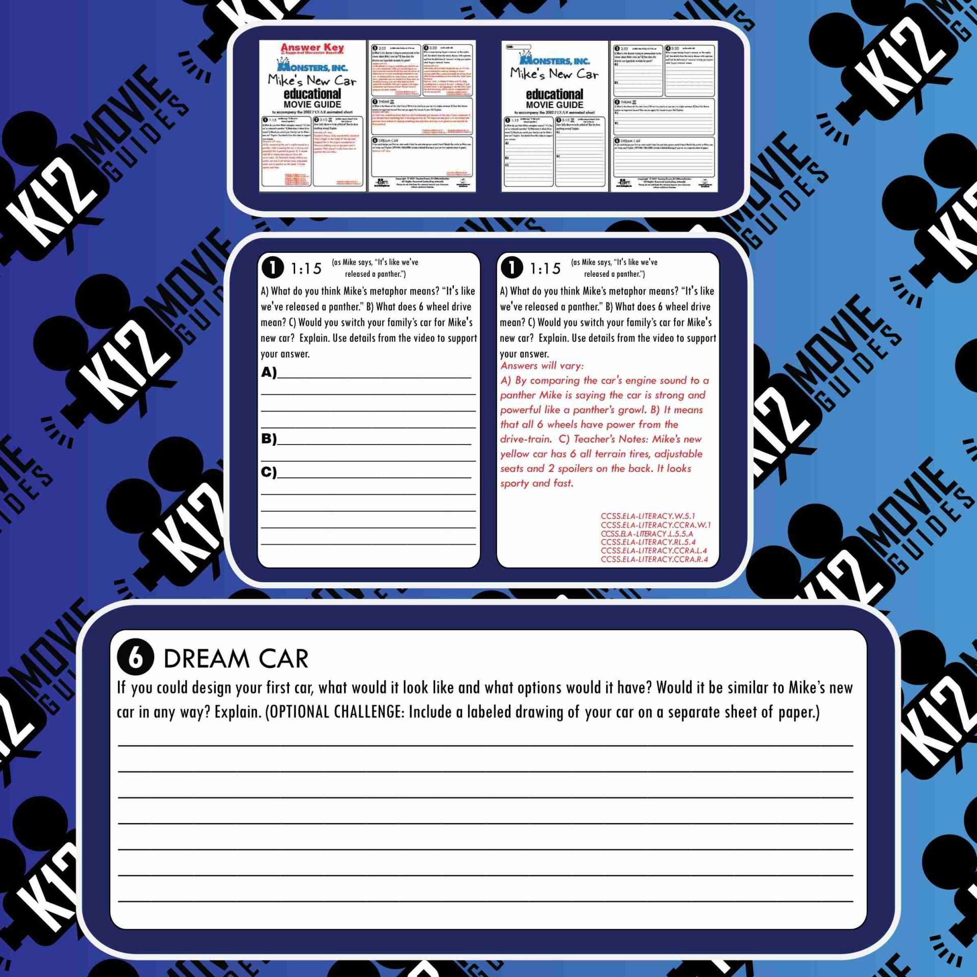 Monsters, Inc. Mike's New Car Pixar Short Video Guide | Questions | Worksheet | Google Form (2002) Sample