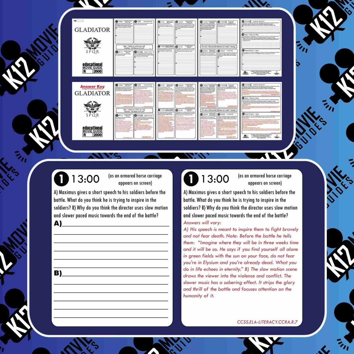 Gladiator Movie Guide | Worksheet | Google Slides (R - 2000) | Sample