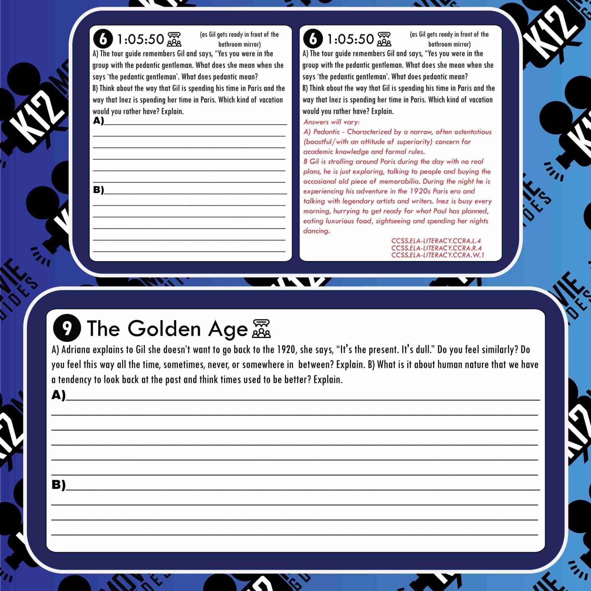 Midnight in Paris Movie Guide | Worksheet | Questions | Google Slides (PG13 - 2011) Sample