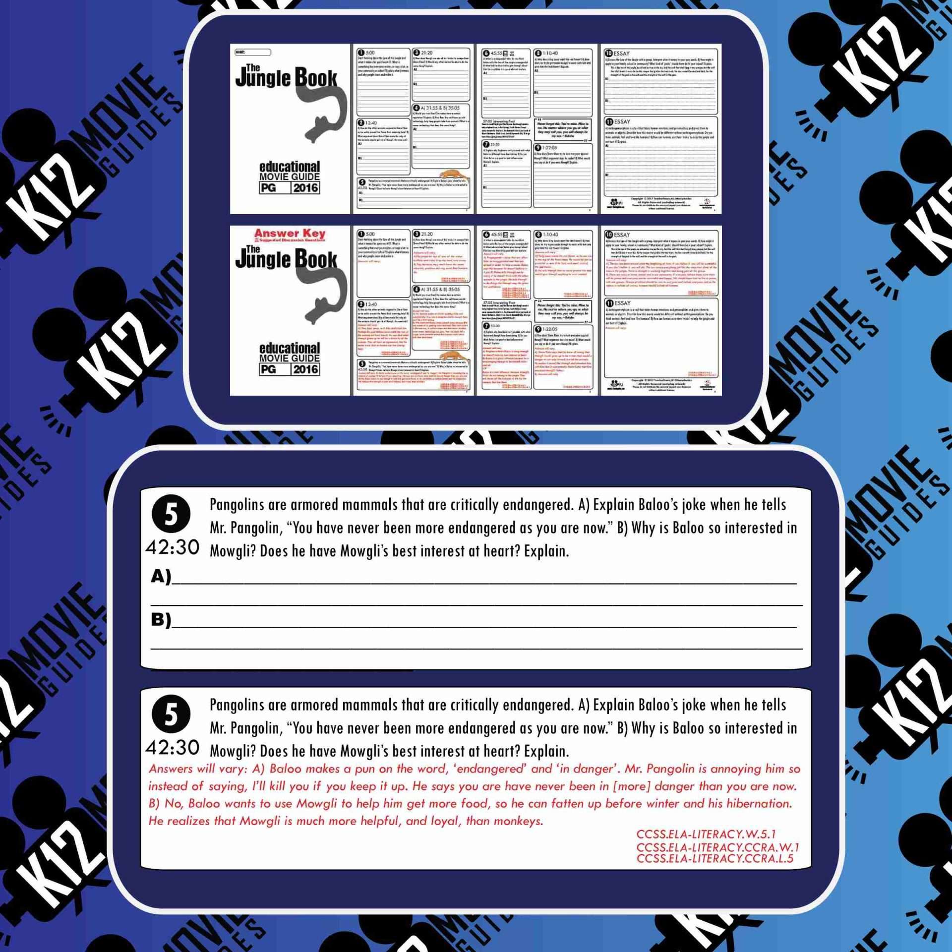The Jungle Book Movie Guide | Questions | Worksheet | Google Slides (PG - 2016) Sample