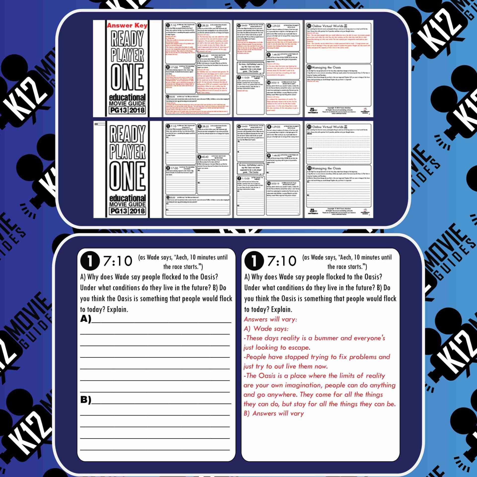 Ready Player One Movie Guide | Questions | Worksheet (PG13 - 2018) Free Sample