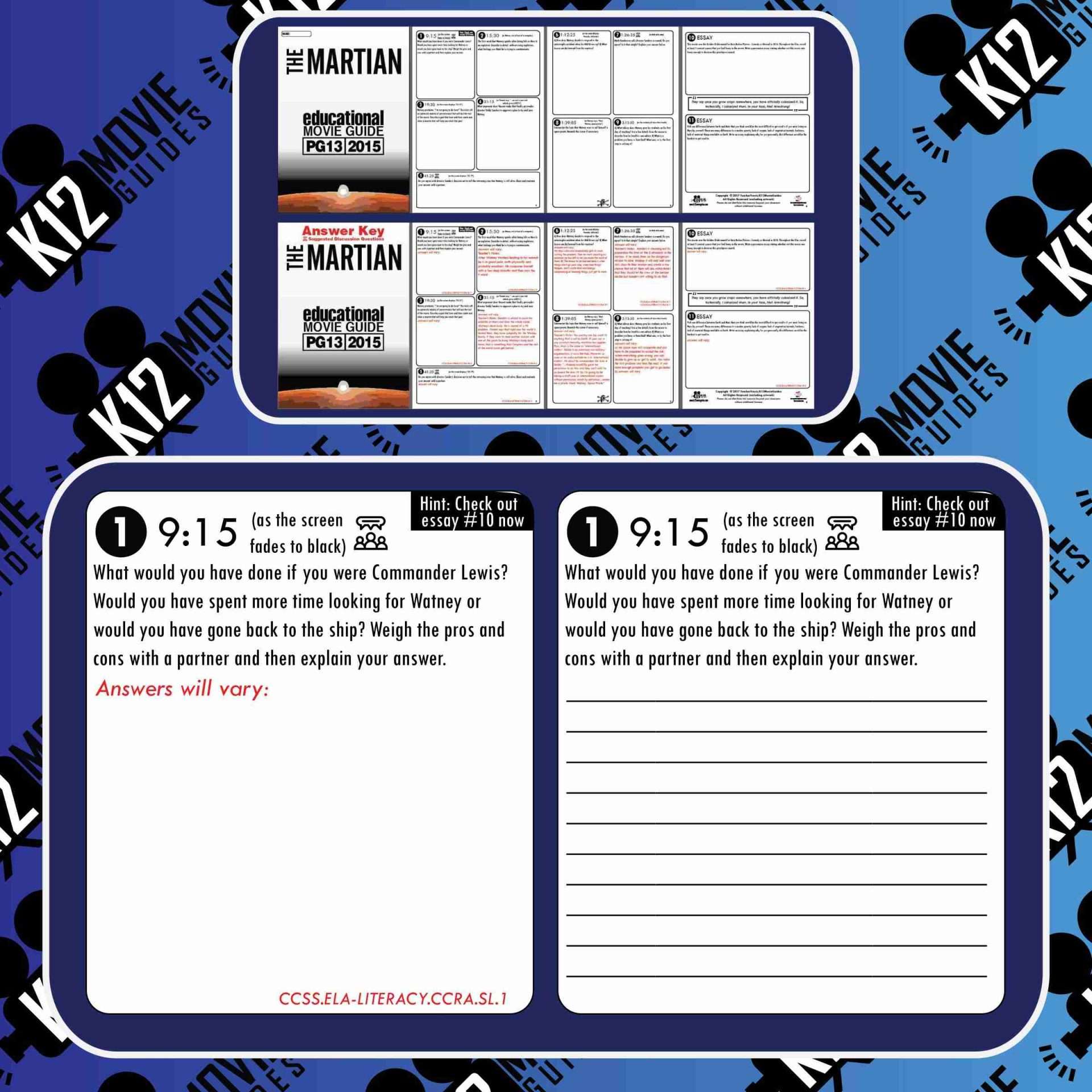 The Martian Movie Guide | Questions | Worksheet (PG13 - 2015) Sample Questions