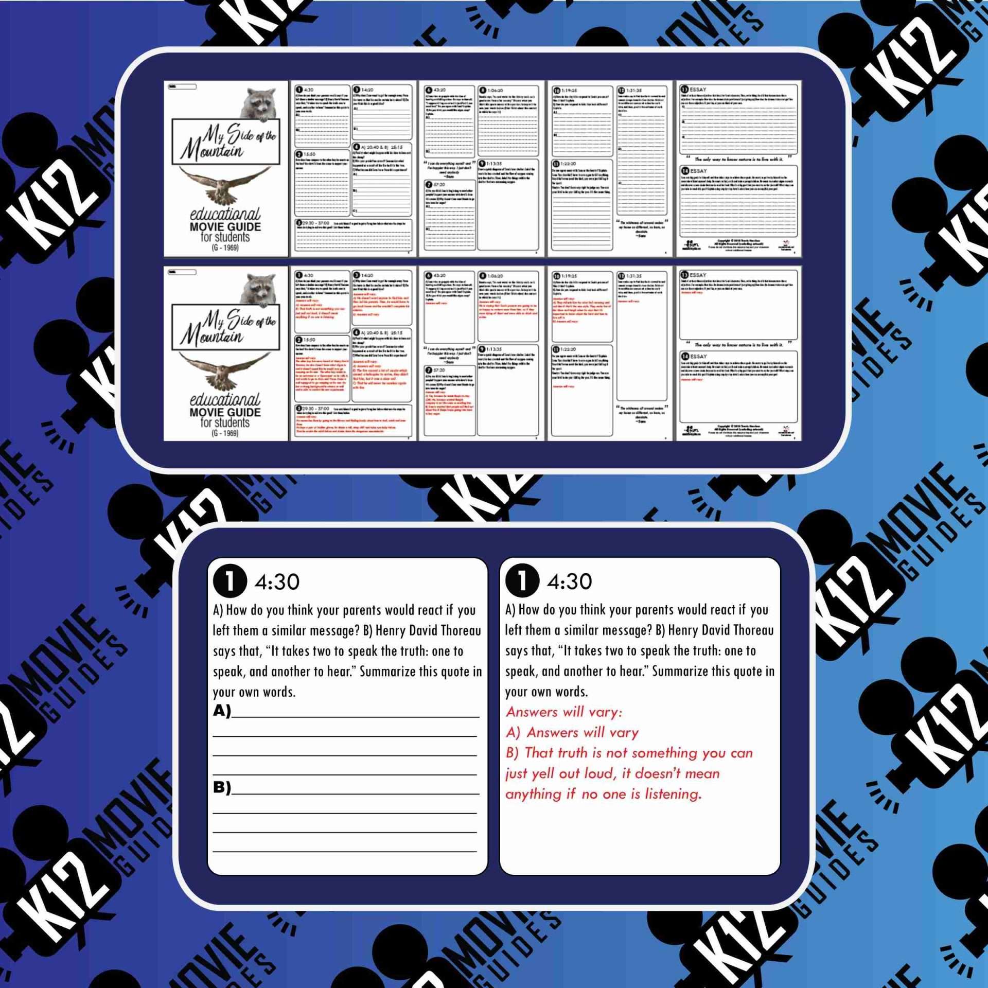 My Side of the Mountain Movie Guide | Film Questions | Worksheet (G - 1969) Sample