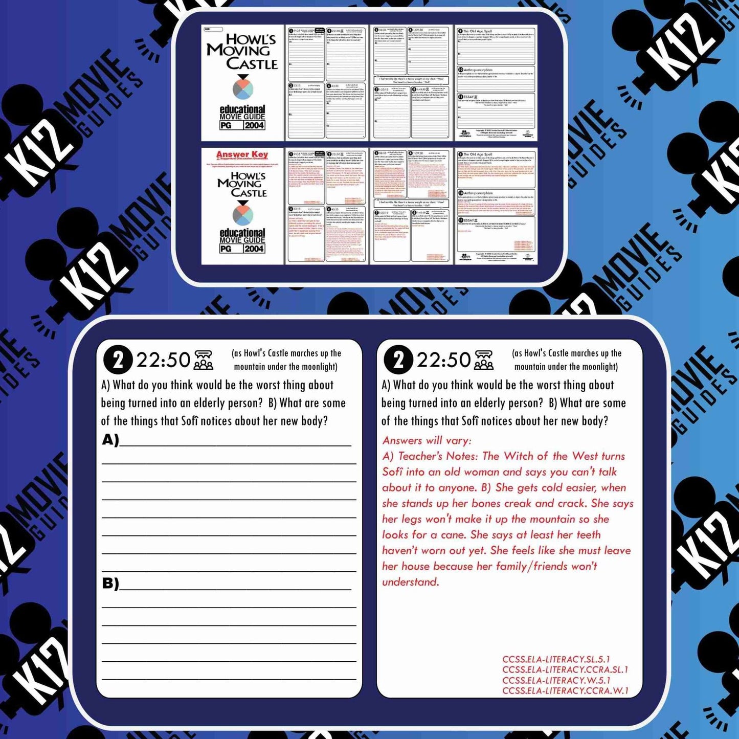 Howl's Moving Castle Movie Guide | Worksheet | Google Slides (PG - 2004) Sample