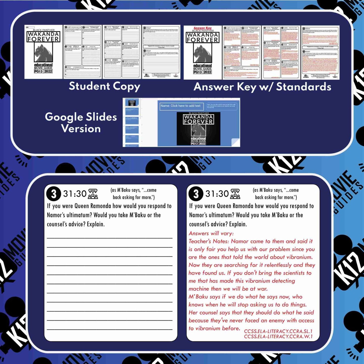 Black Panther: Wakanda Forever Movie Guide | Worksheet | Questions (PG13 - 2022) Sample