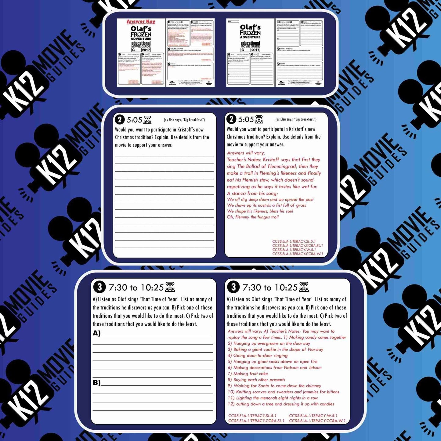 Olaf's Frozen Adventure Movie Guide | Worksheet | Questions | Google Slides (G - 2017) Sample