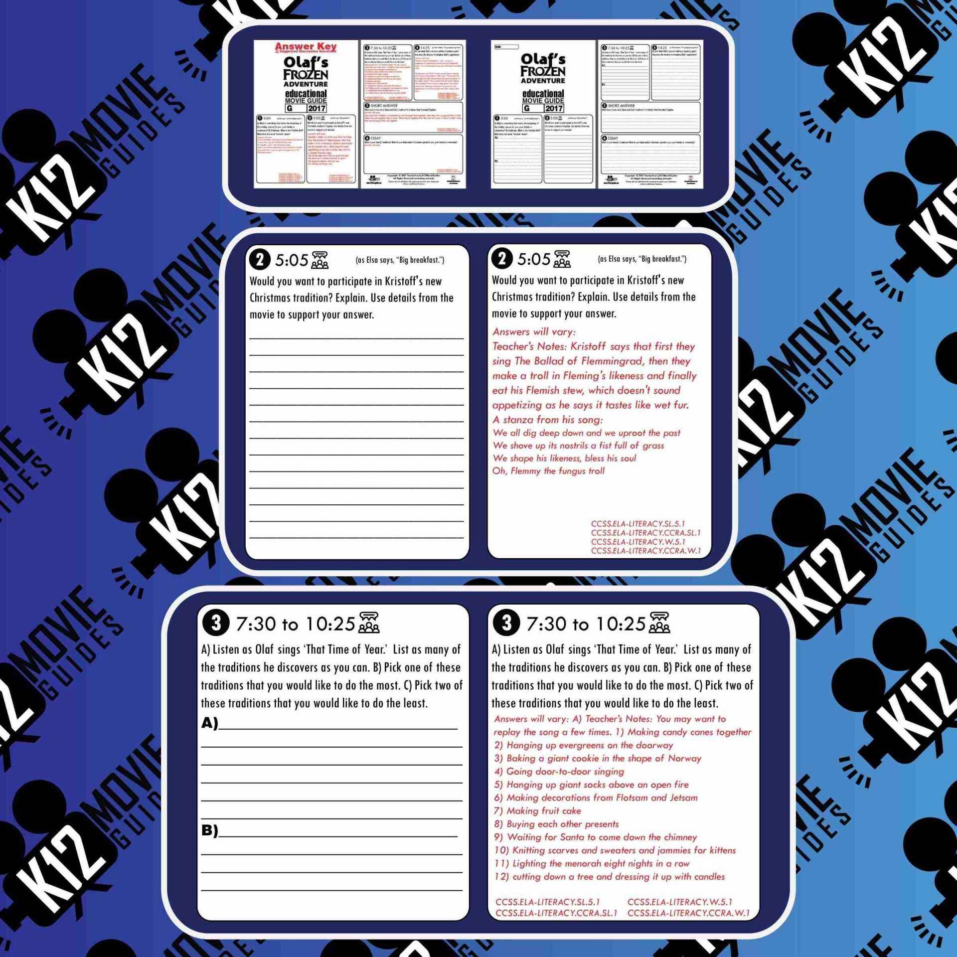 Olaf's Frozen Adventure Movie Guide | Worksheet | Questions | Google Slides (G - 2017) Sample