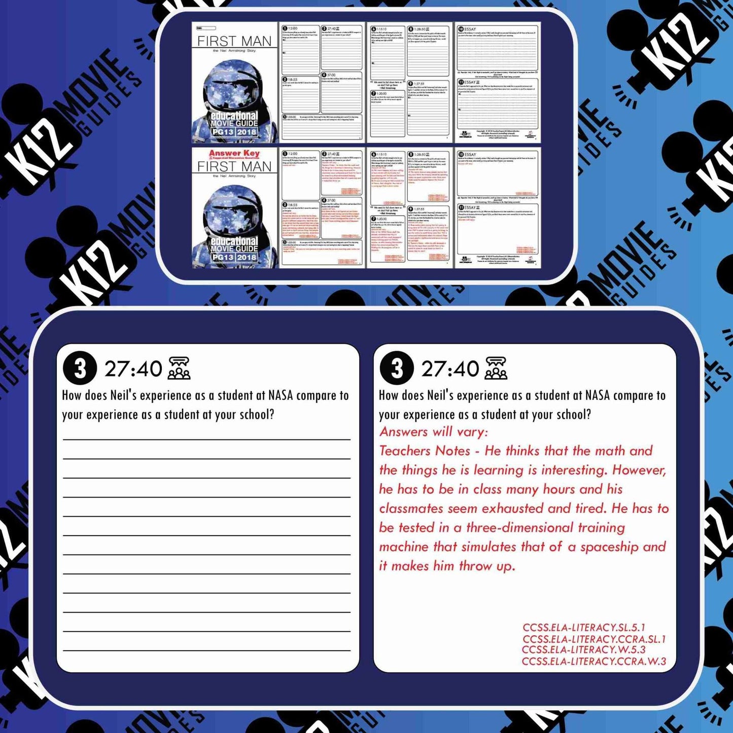 First Man Movie Guide | Questions | Worksheet | Google Form (PG13 - 2018) Free Sample