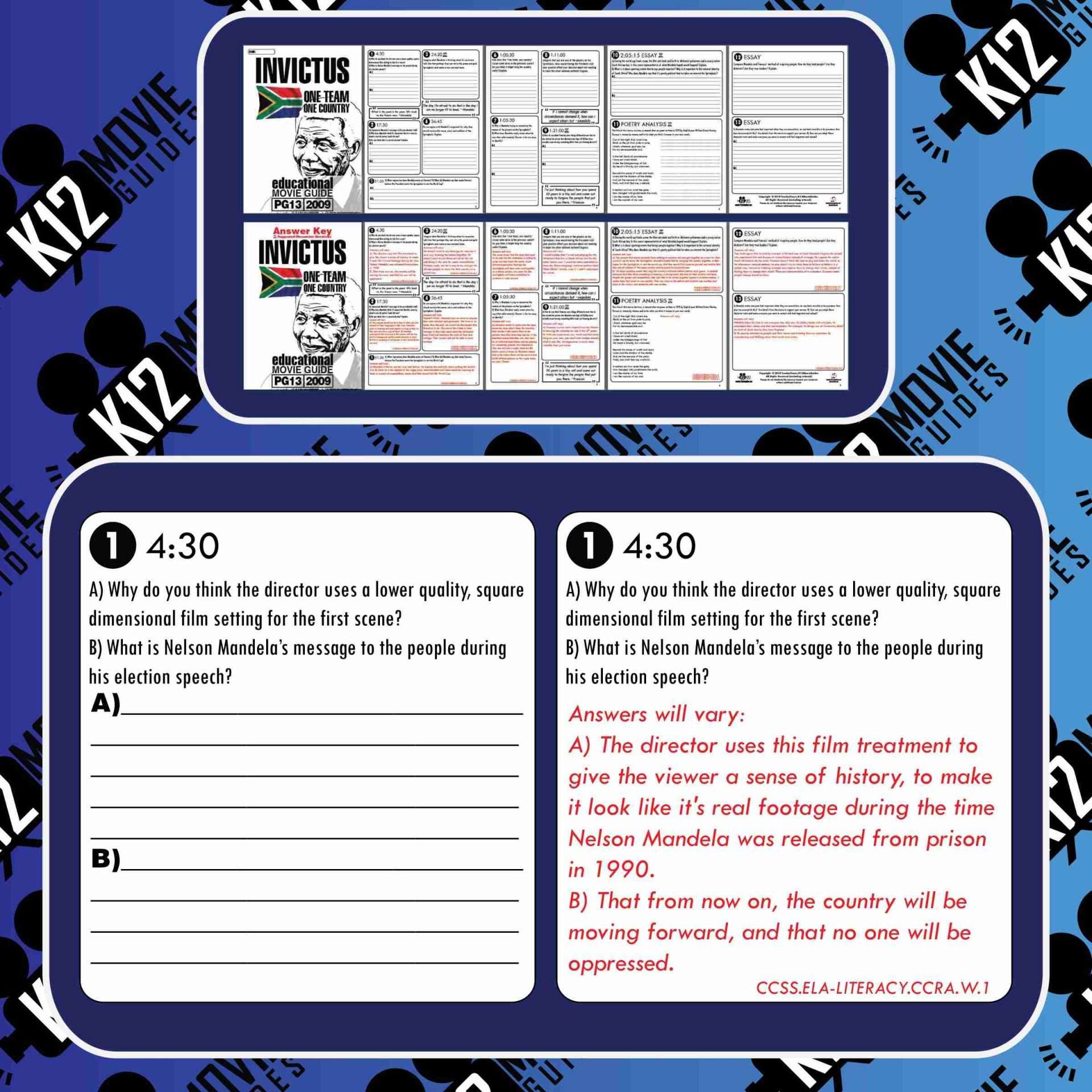 Invictus Movie Guide | Questions | Worksheet | Google Form (PG13 - 2009) Free Sample