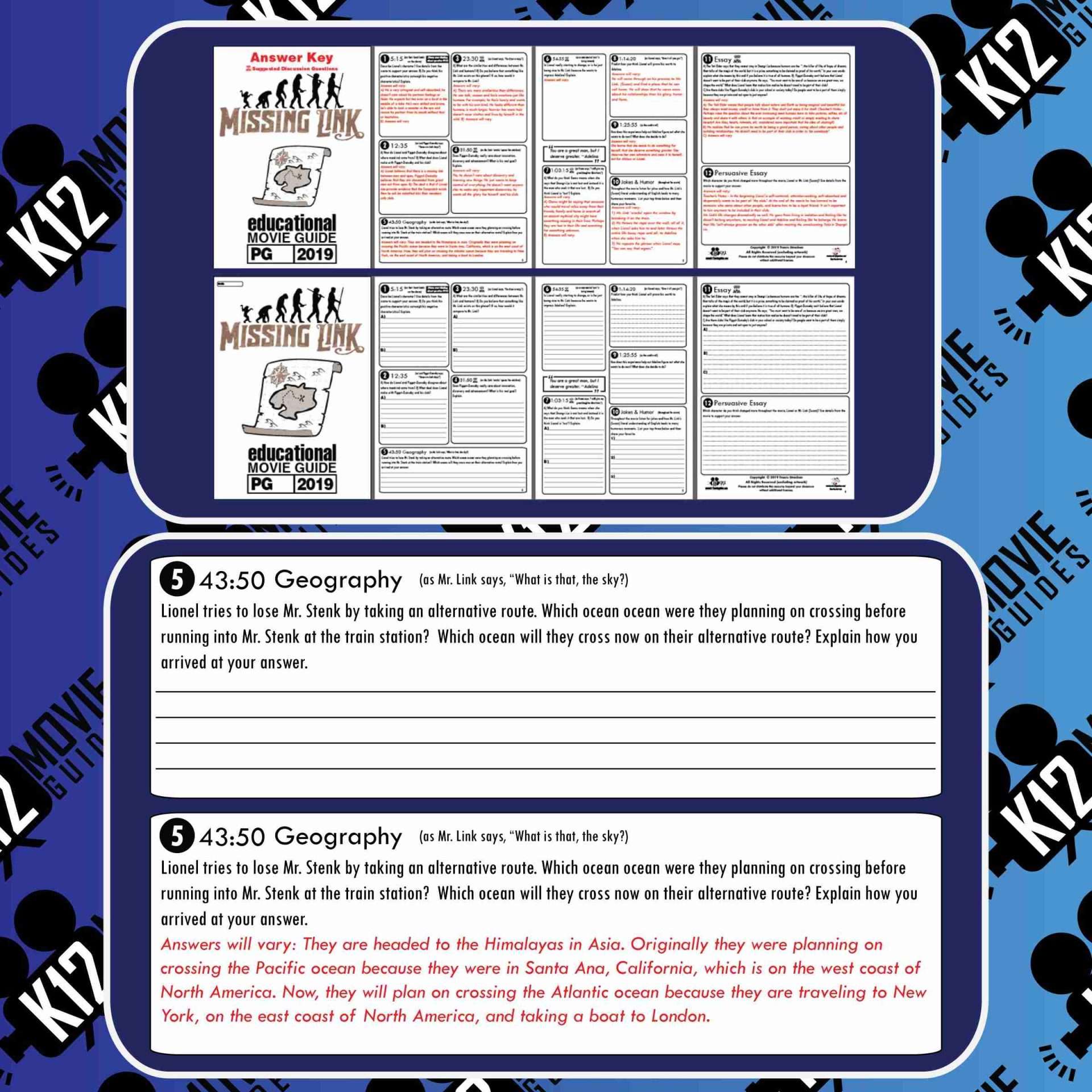 Missing Link Movie Guide | Questions | Worksheet (PG - 2019) Free Sample