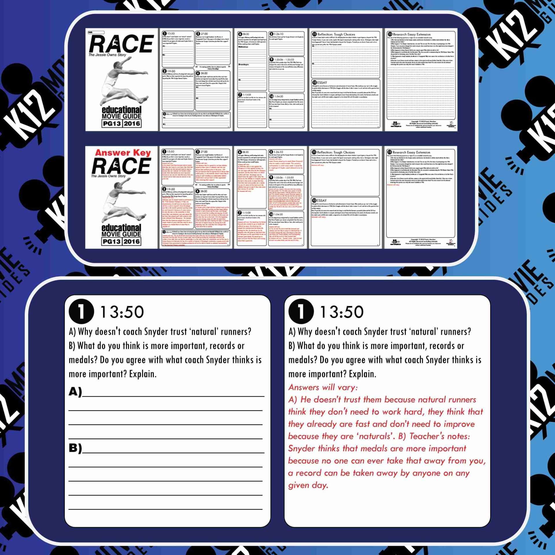 Race (Jessie Owens Story) Movie Guide | Questions | Worksheet (PG13 - 2016) Sample