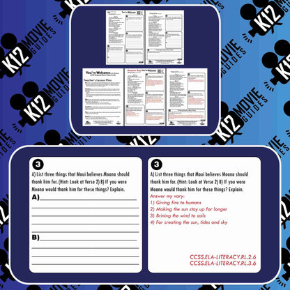 Teach CCSS with Moana's Song You're Welcome | Reading Literature | Theme | Sample