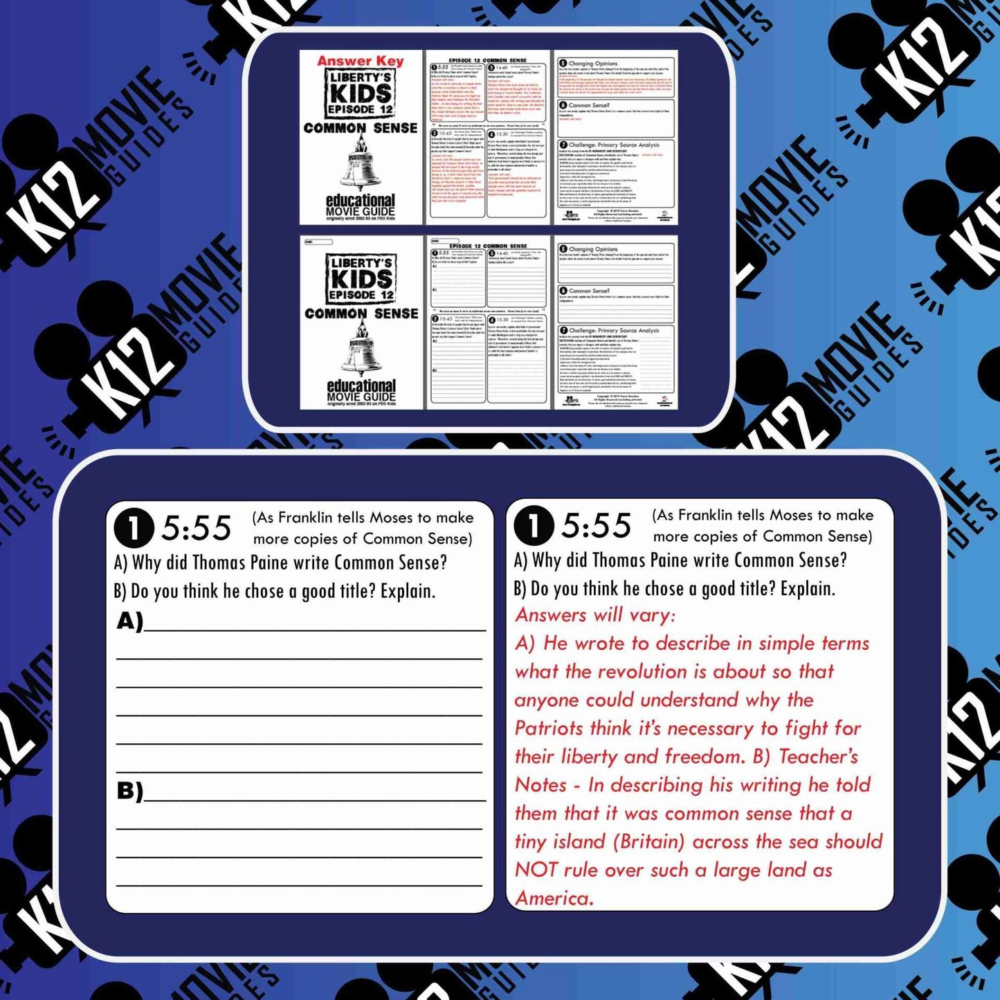 Liberty's Kids | Common Sense Episode 12 (E12) - Movie Guide | Worksheet Free Sample