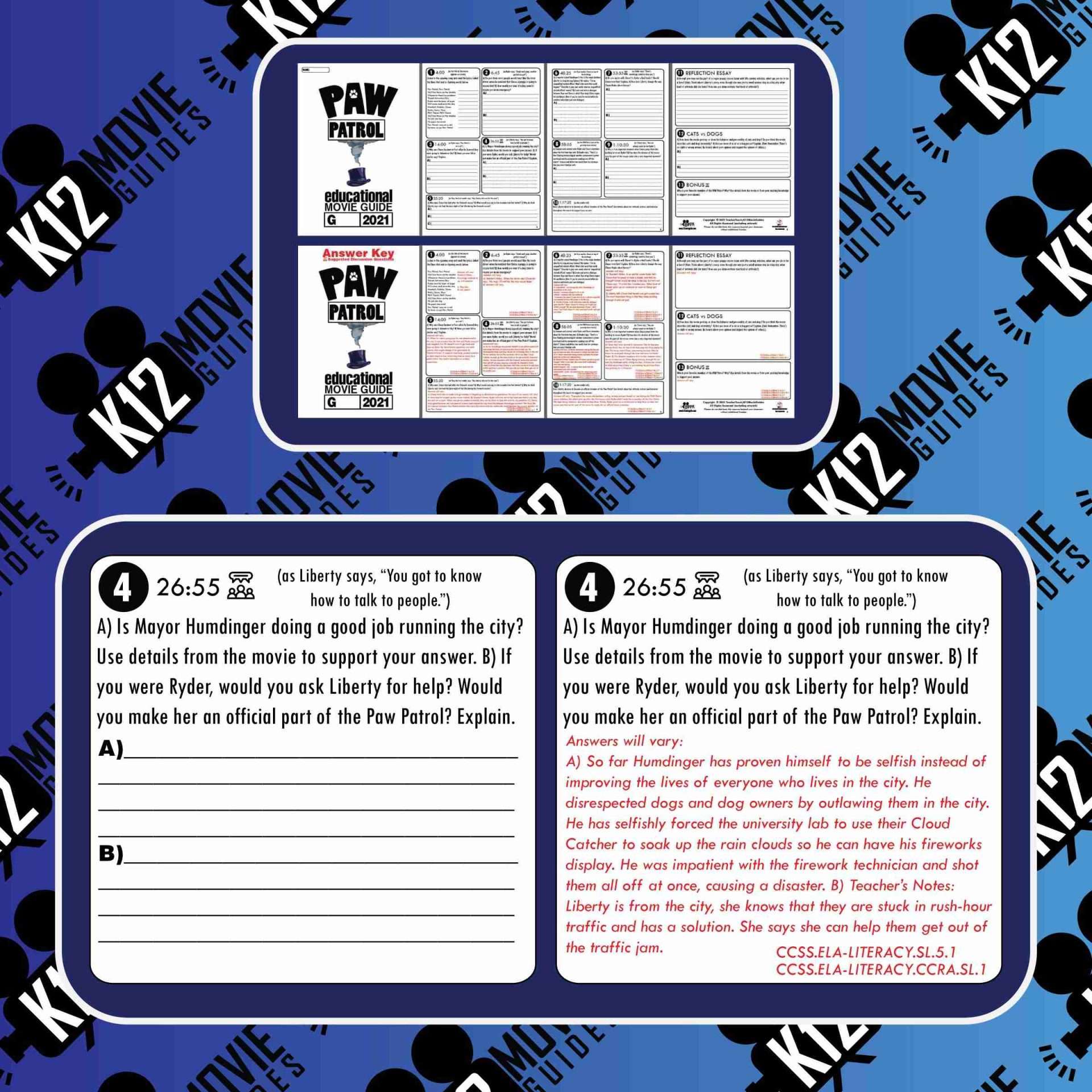 PAW Patrol: The Movie - Movie Guide | Worksheet | Questions | Google (G - 2021) Sample