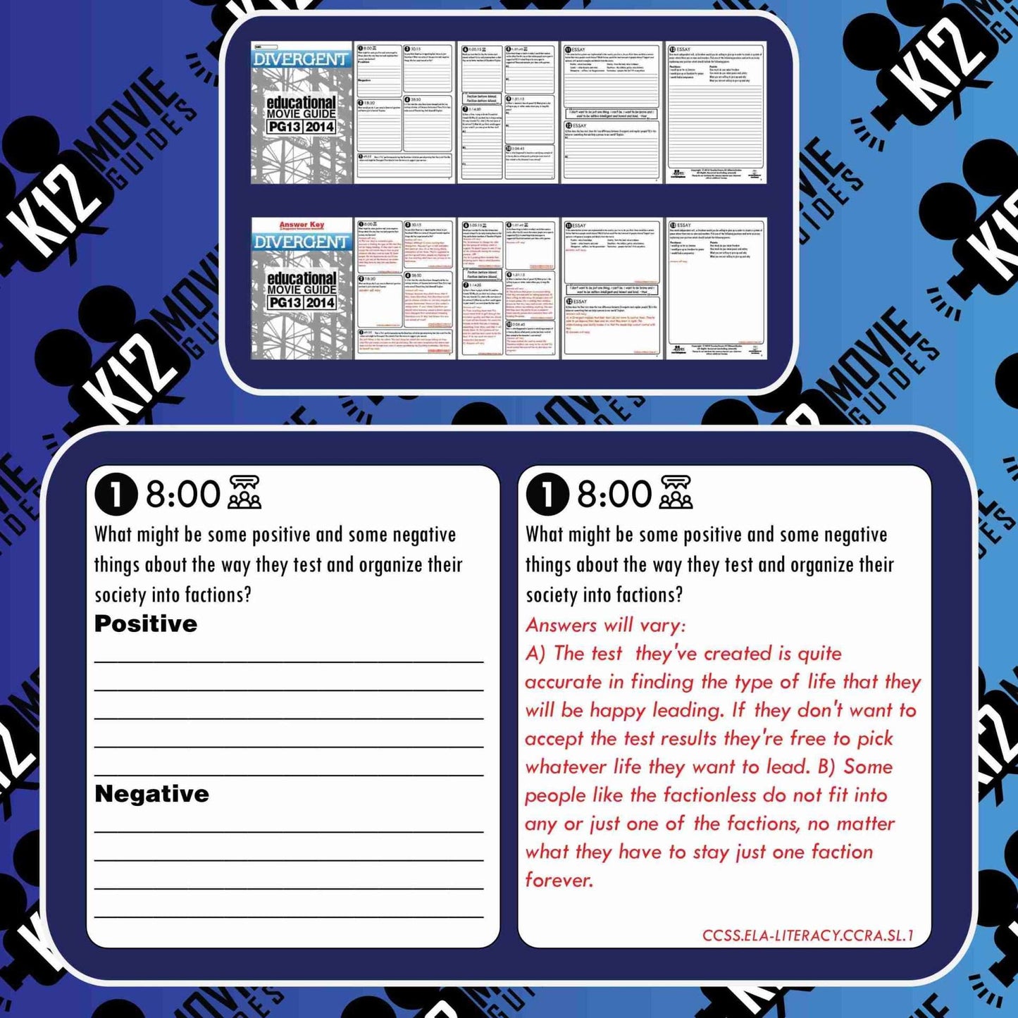 Divergent Movie Guide | Questions | Worksheet | Google Form (PG13 - 2013) Free Sample