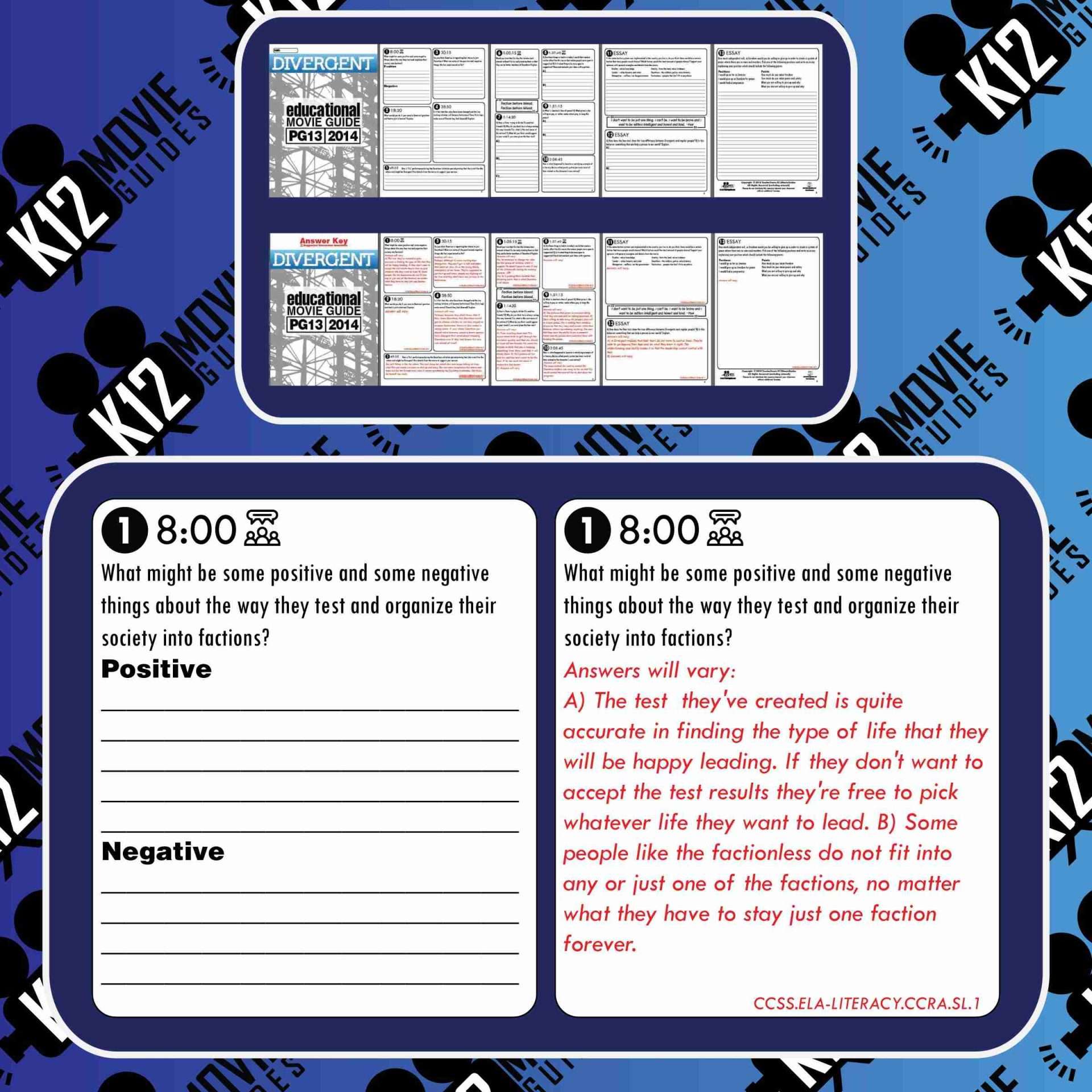 Divergent Movie Guide | Questions | Worksheet | Google Form (PG13 - 2013) Free Sample