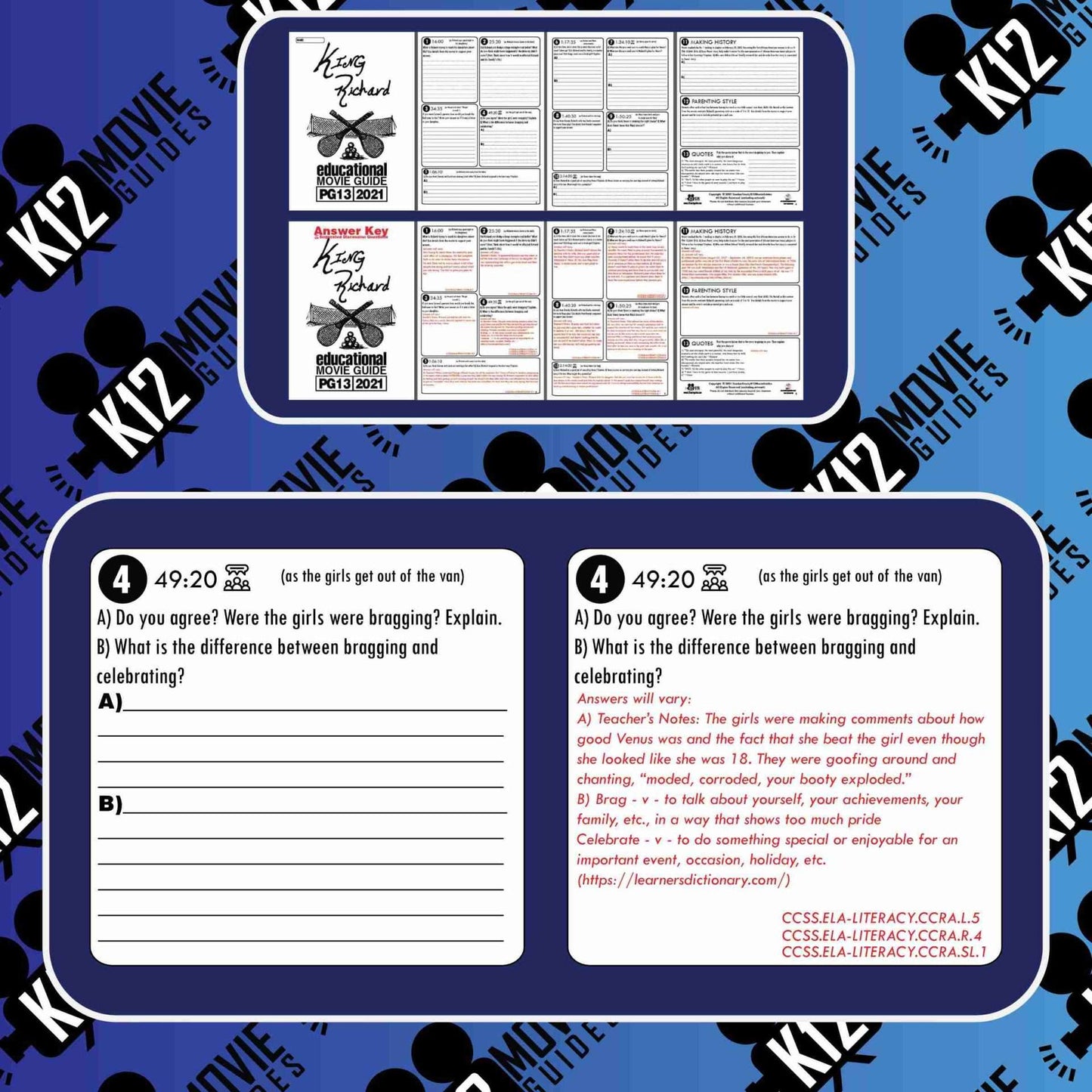 King Richard Movie Guide | Worksheet | Questions | Google Slides (PG13 - 2021) Sample